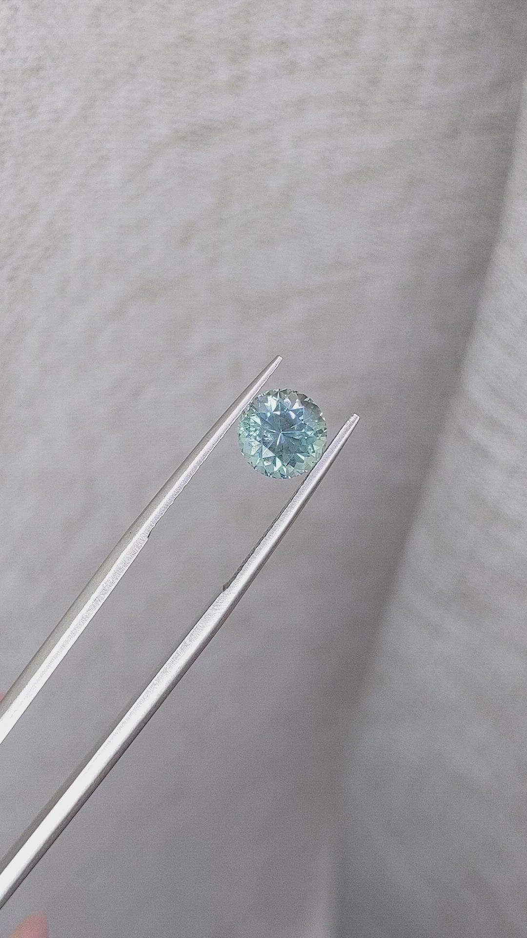 1.84 Ct. Greenish Blue Sapphire from Montana Size Video