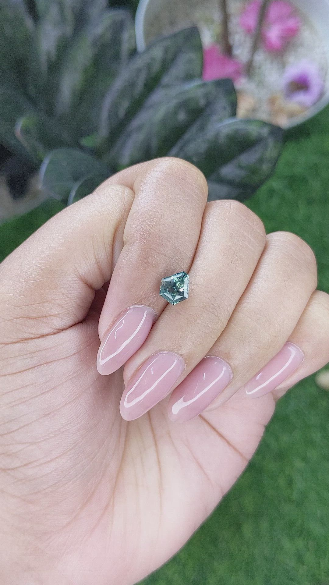 1.55 Ct. Bluish Green Sapphire from Montana Size Video