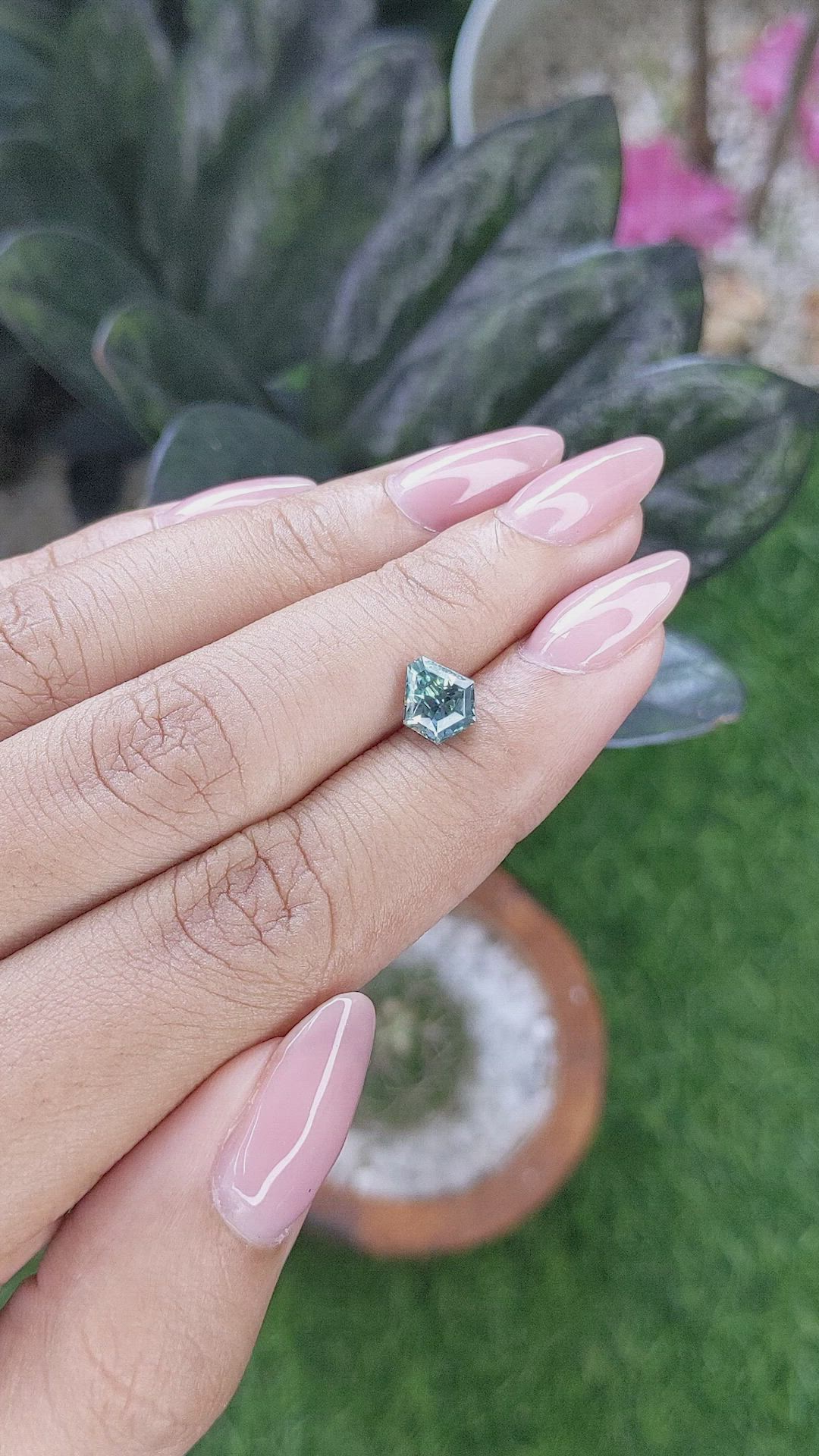 1.55 Ct. Bluish Green Sapphire from Montana Size Video