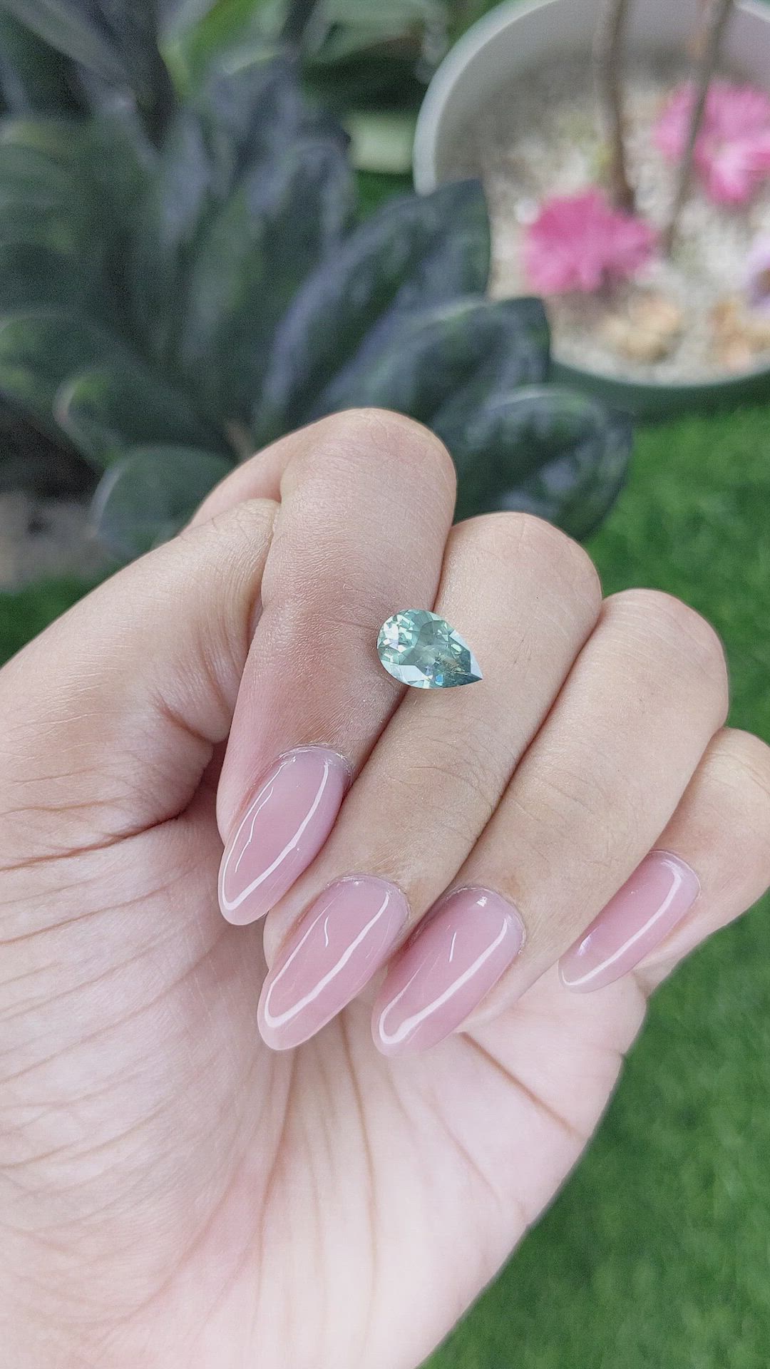 1.92 Ct. Bluish Green Sapphire from Montana Size Video