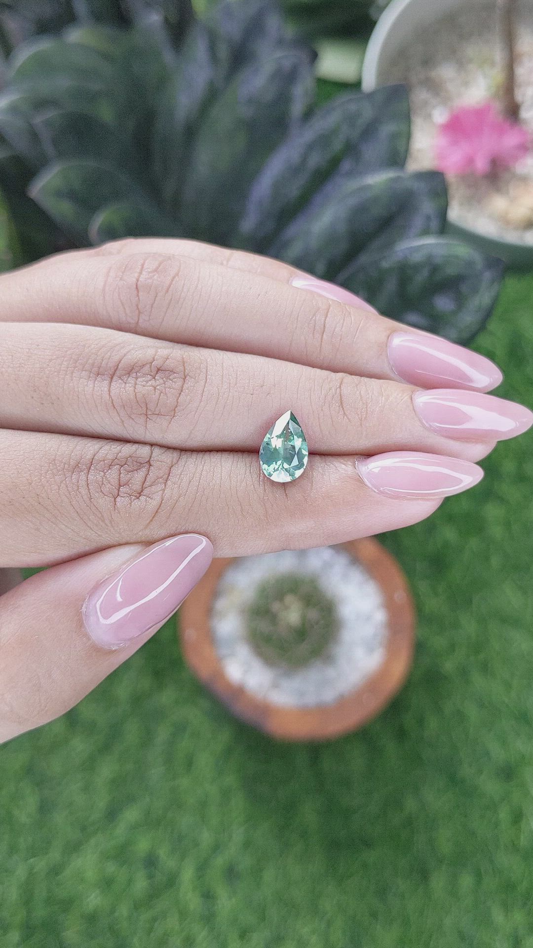 1.92 Ct. Bluish Green Sapphire from Montana Size Video