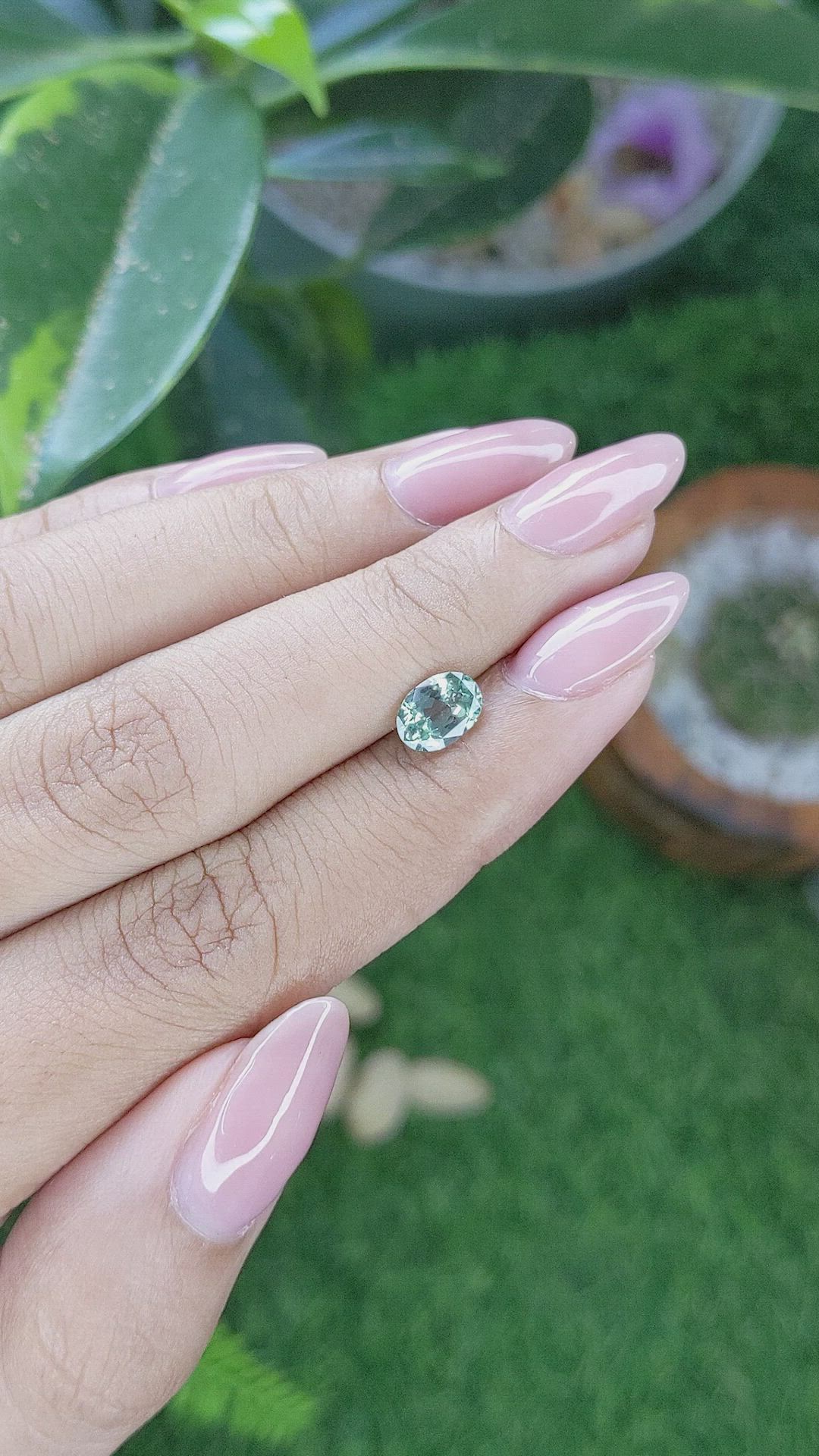 1.16 Ct. Bluish Green Sapphire from Montana Size Video