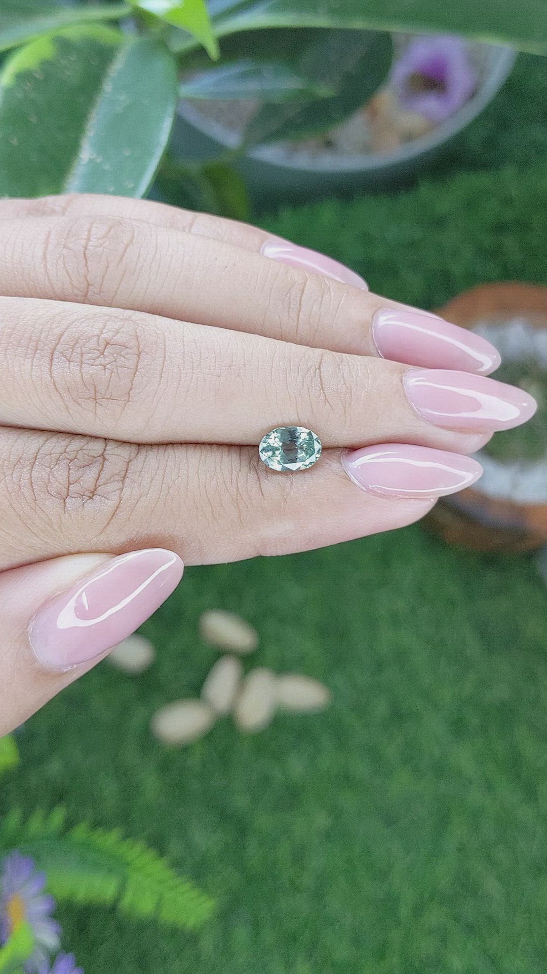 1.16 Ct. Bluish Green Sapphire from Montana Size Video