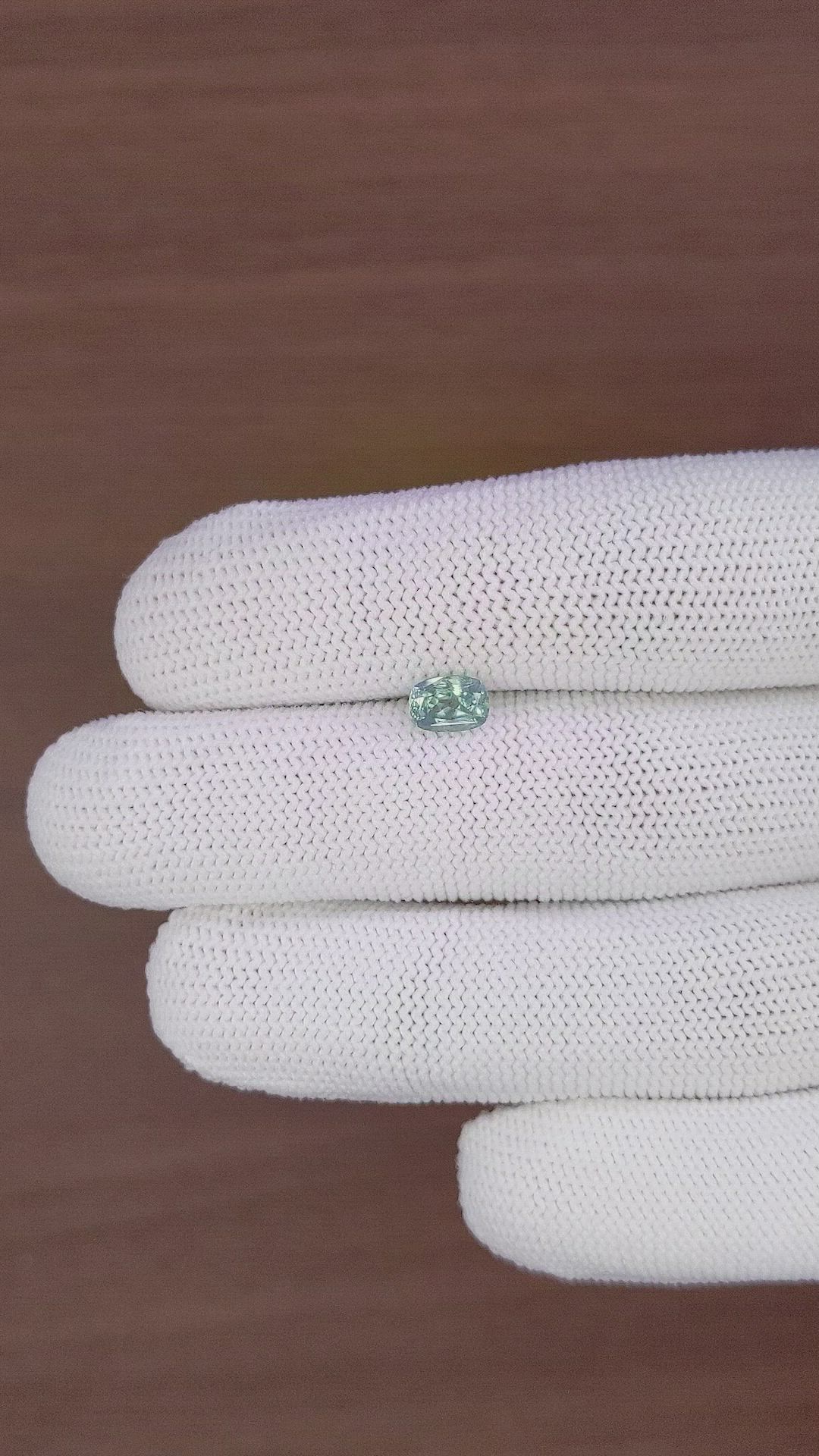 0.92 Ct. Bluish Green Sapphire from Montana Size Video