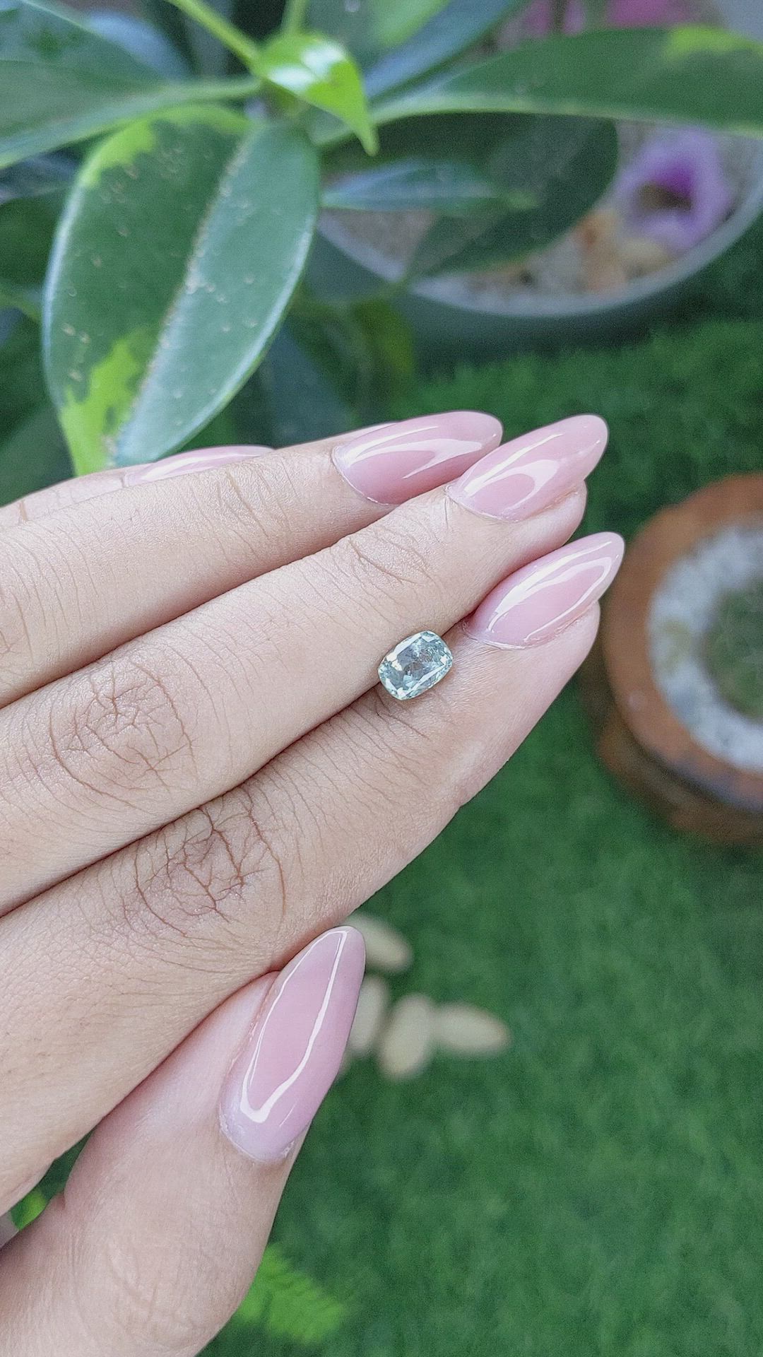 0.92 Ct. Bluish Green Sapphire from Montana Size Video