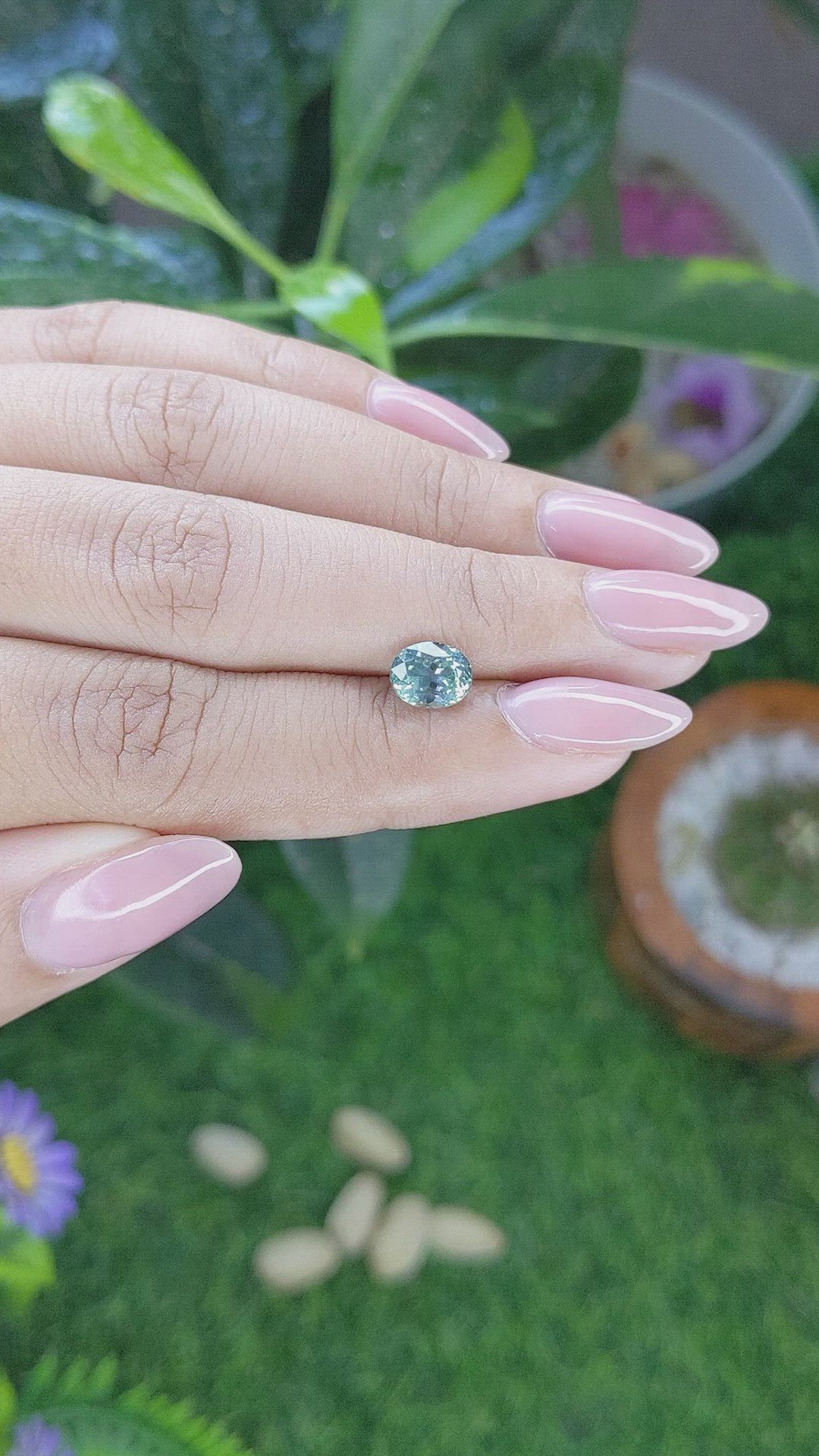 1.57 Ct. Bluish Green Sapphire from Montana Size Video