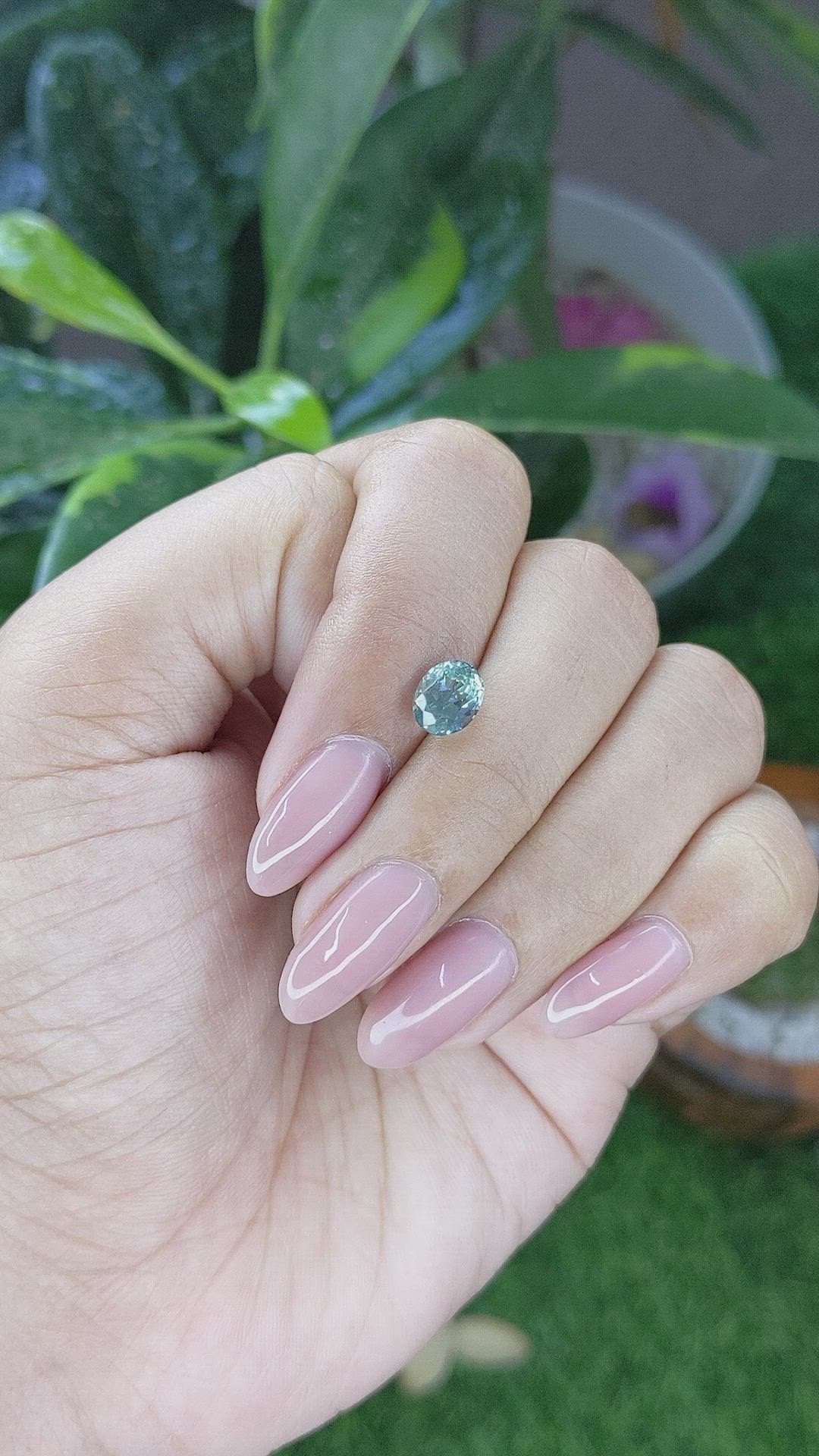1.57 Ct. Bluish Green Sapphire from Montana Size Video