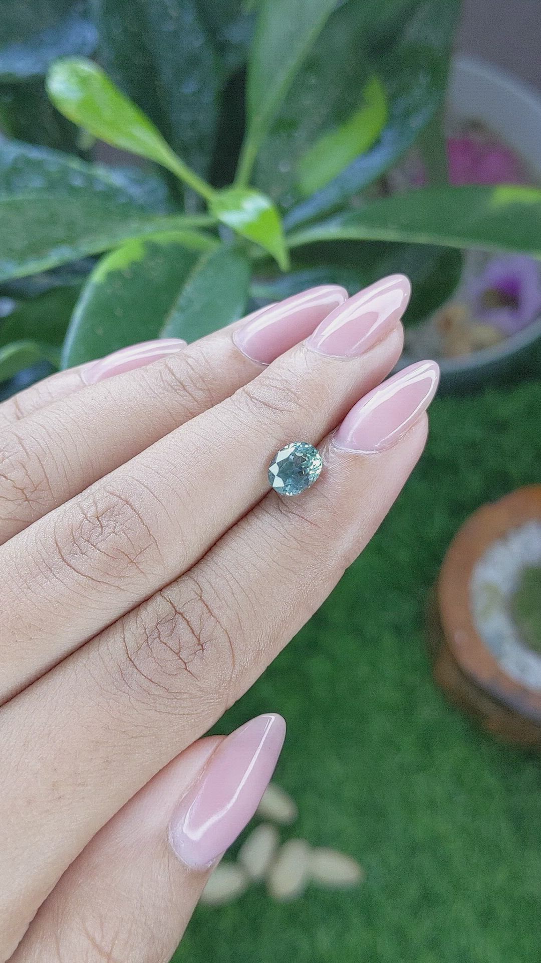 1.57 Ct. Bluish Green Sapphire from Montana Size Video
