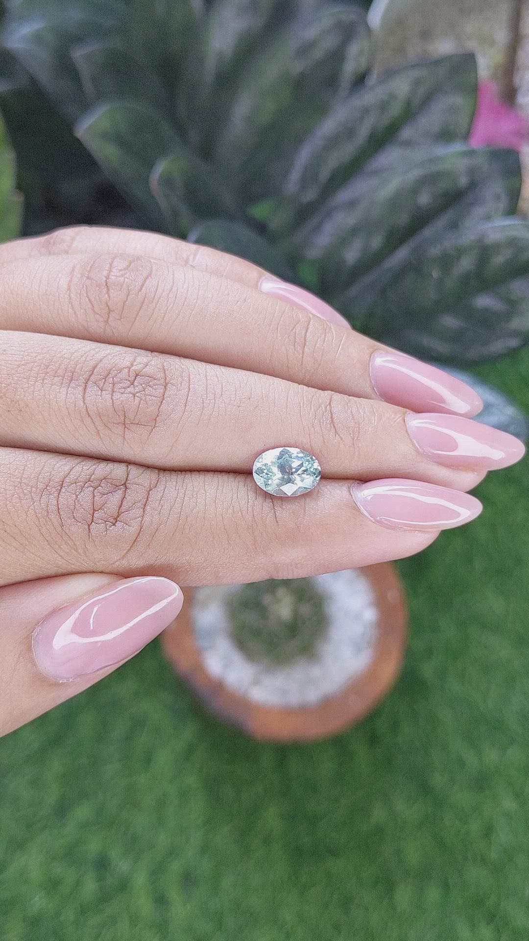 1.77 Ct. Bluish Green Sapphire from Montana Size Video