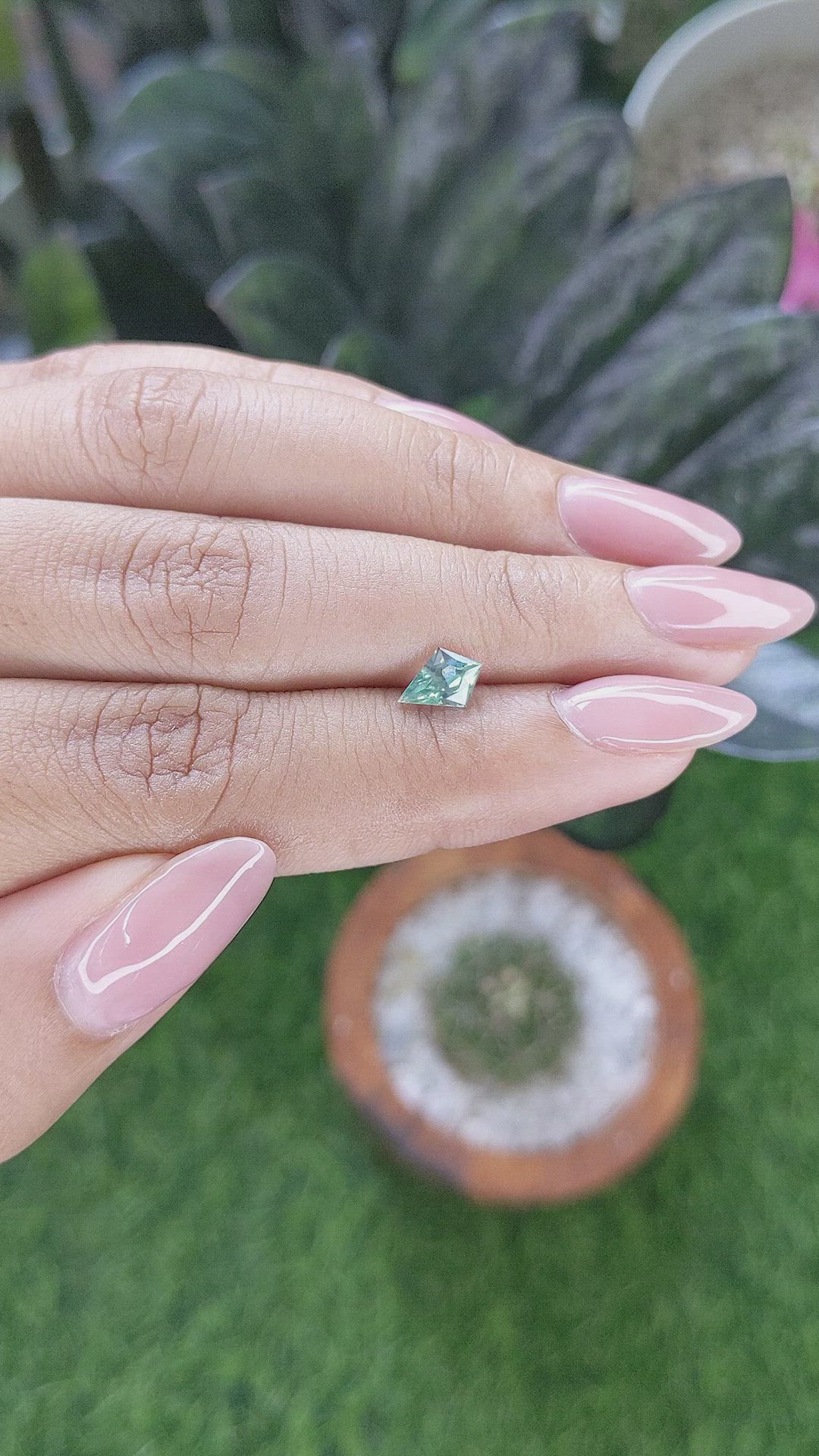 0.80 Ct. Bluish Green Sapphire from Montana Size Video