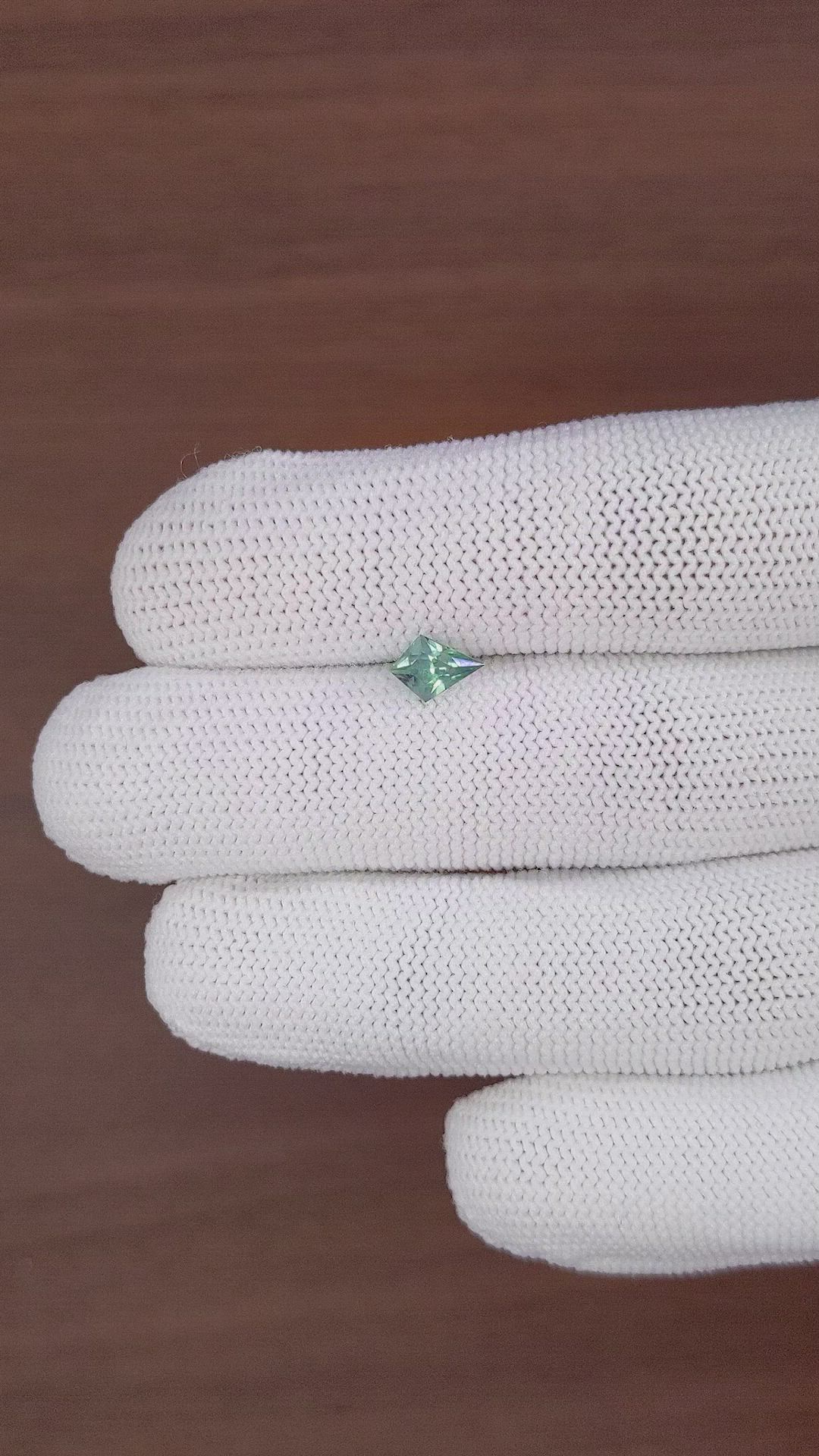 0.80 Ct. Bluish Green Sapphire from Montana Size Video