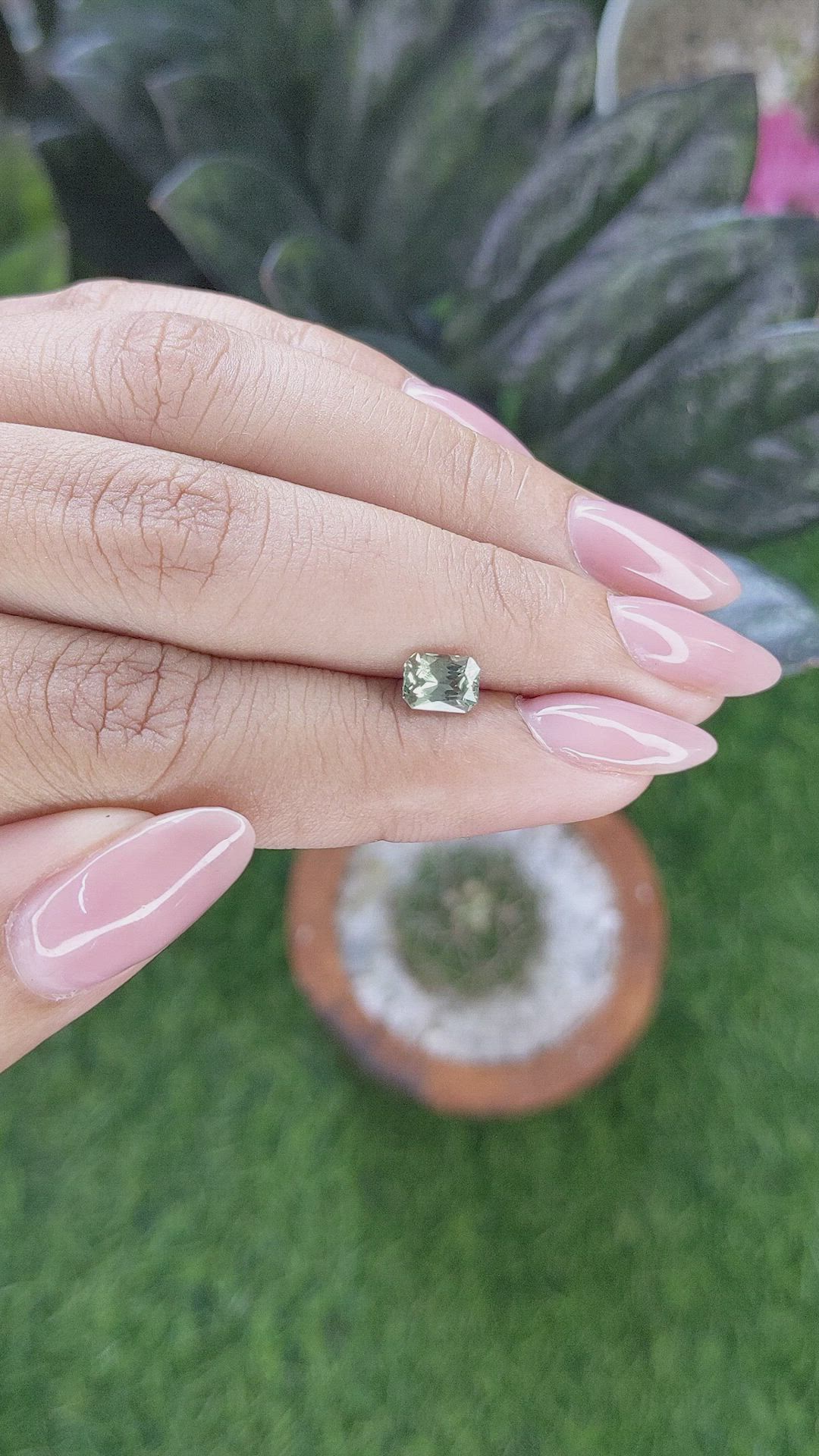 0.93 Ct. Green Sapphire from Montana Size Video