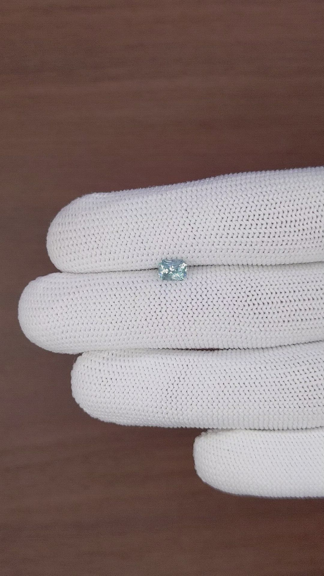 0.98 Ct. Bluish Green Sapphire from Montana Size Video