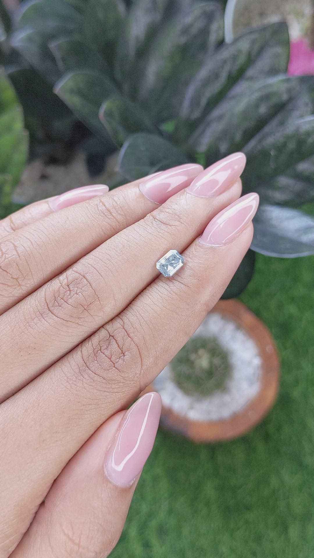 0.98 Ct. Bluish Green Sapphire from Montana Size Video