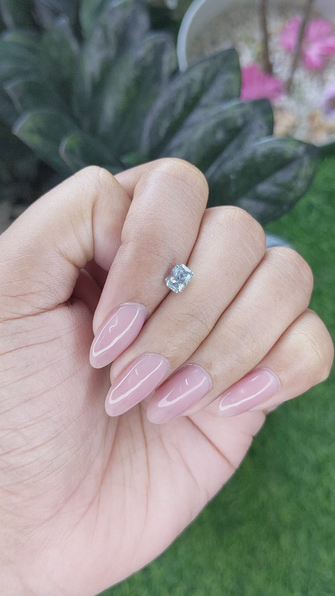 0.98 Ct. Bluish Green Sapphire from Montana Size Video