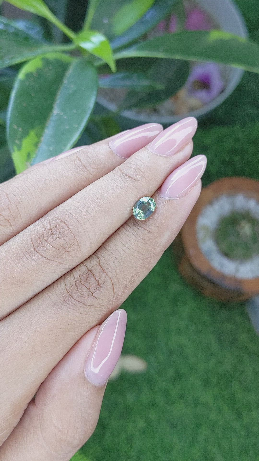 1.13 Ct. Bluish Green Sapphire from Montana Size Video