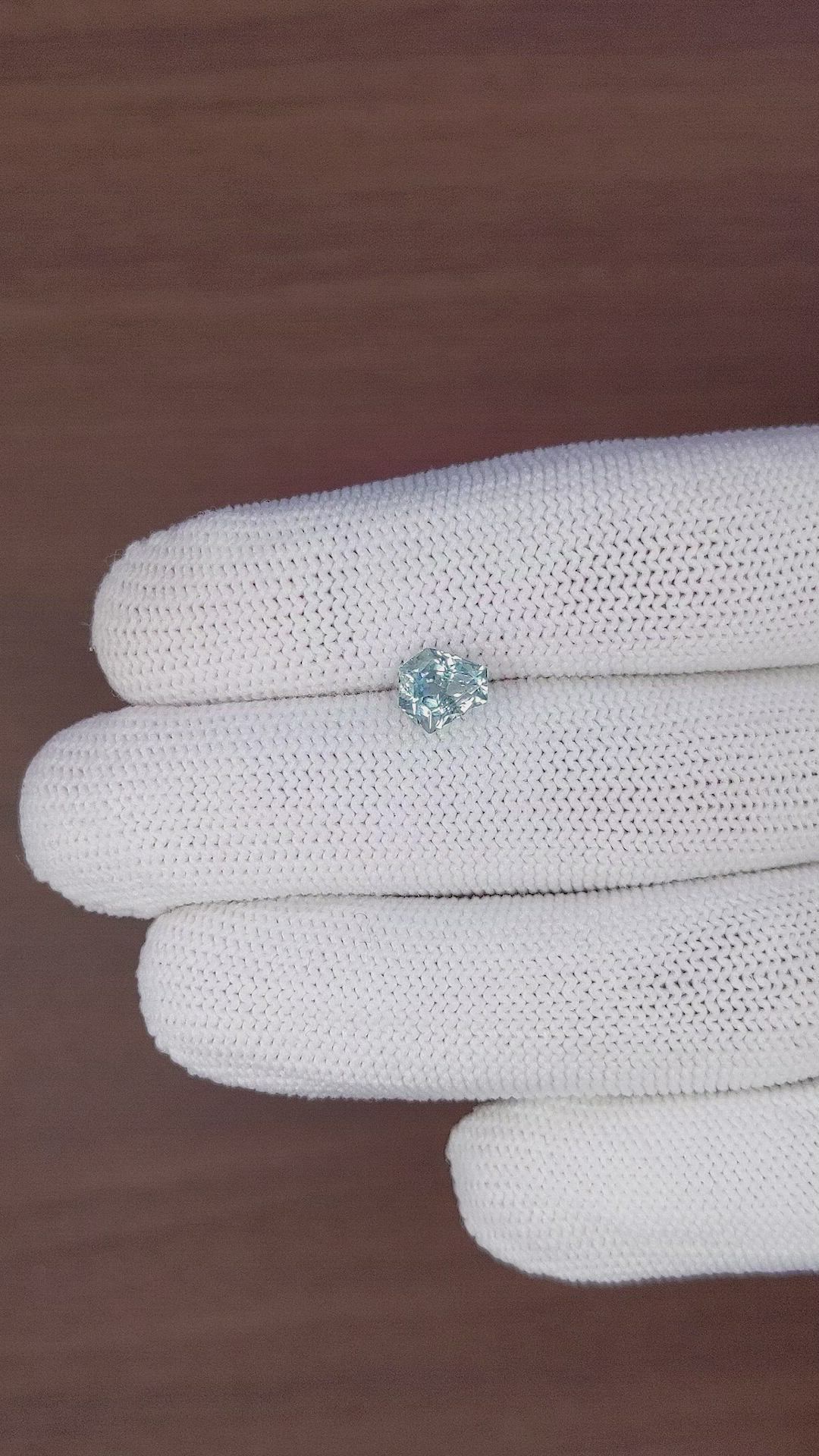 1.77 Ct. Greenish Blue Sapphire from Montana Size Video