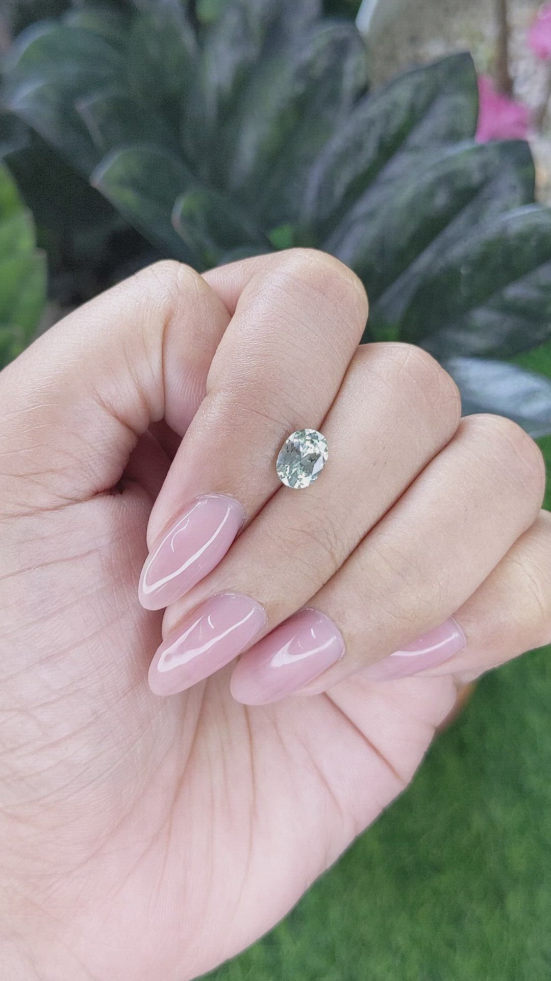 1.24 Ct. Bluish Green Sapphire from Montana Size Video