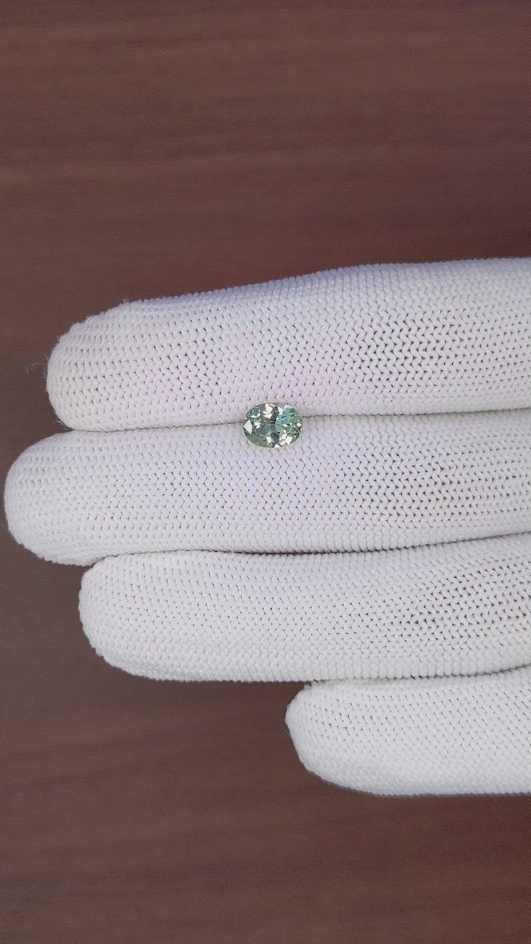1.24 Ct. Bluish Green Sapphire from Montana Size Video
