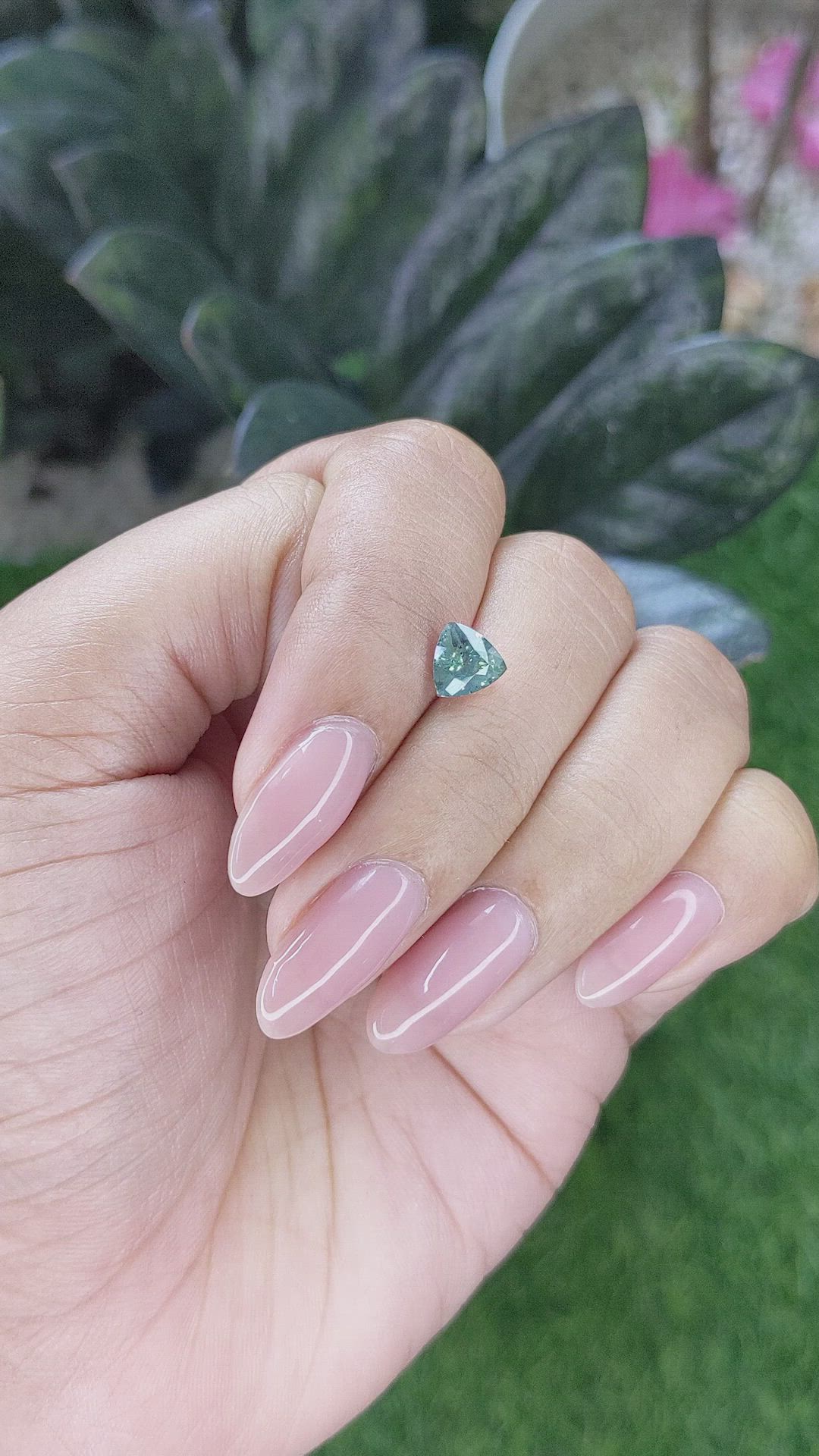 1.22 Ct. Bluish Green Sapphire from Montana Size Video