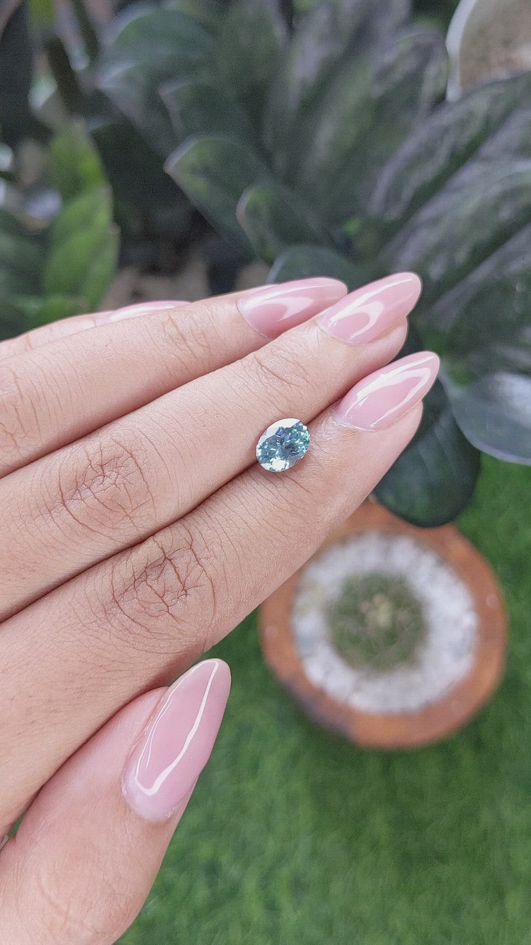 1.66 Ct. Bluish Green Sapphire from Montana Size Video