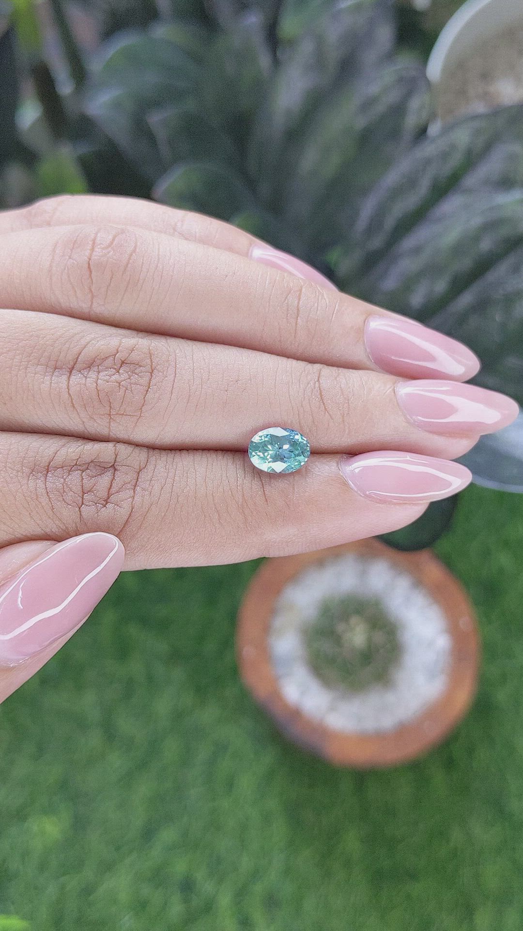 1.66 Ct. Bluish Green Sapphire from Montana Size Video