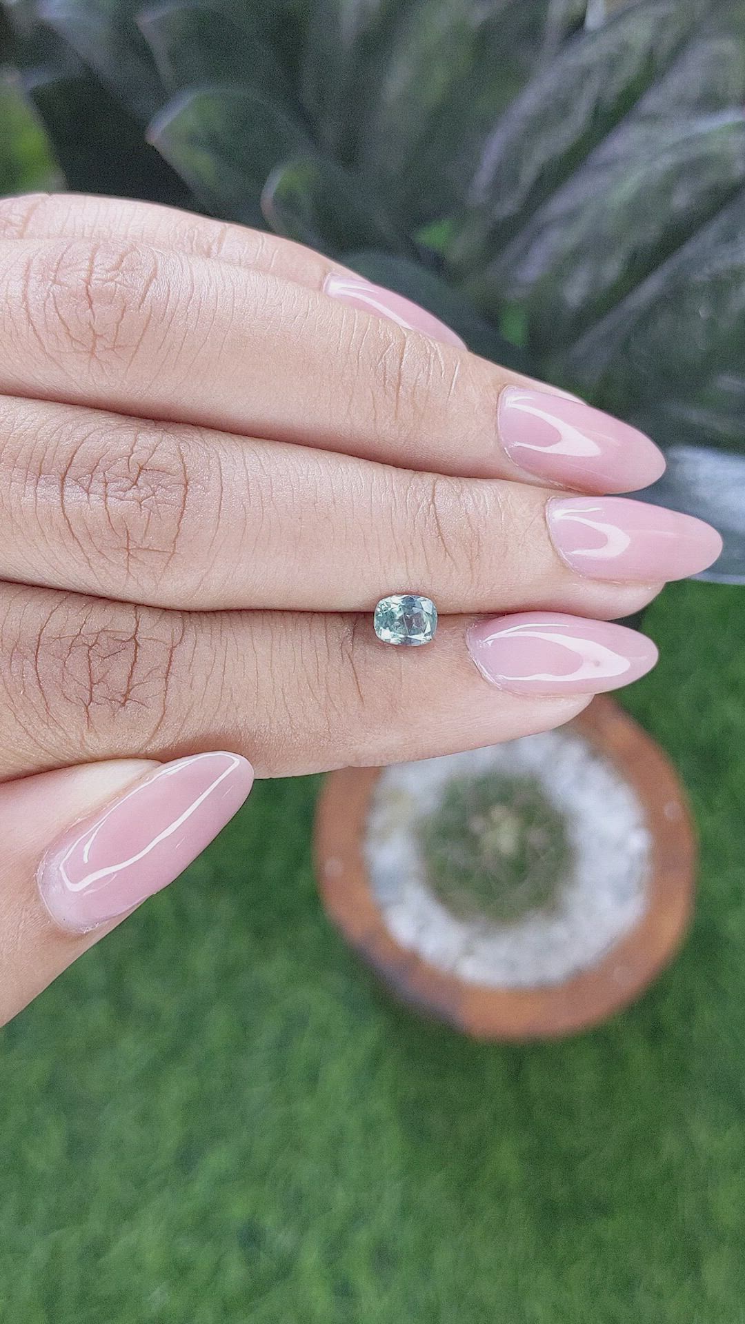 0.64 Ct. Bluish Green Sapphire from Montana Size Video