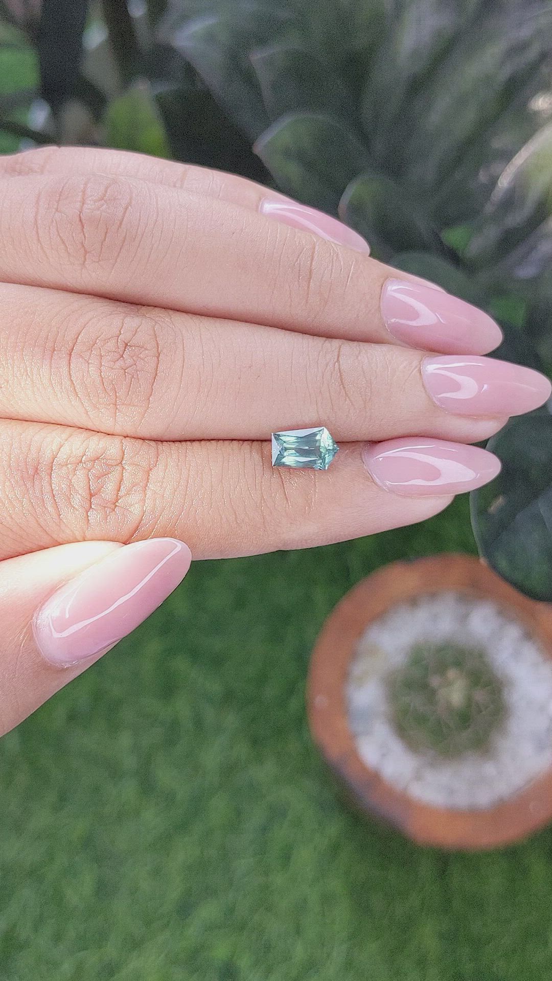 1.47 Ct. Bluish Green Sapphire from Montana Size Video