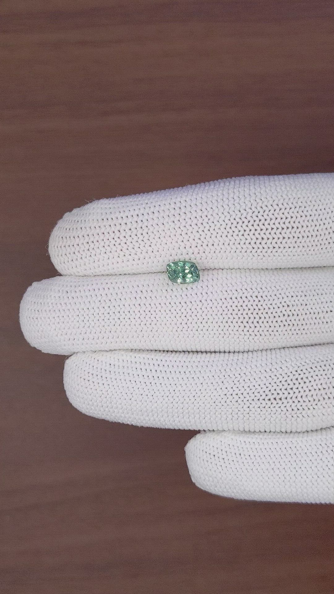 1.37 Ct. Bluish Green Sapphire from Montana Size Video