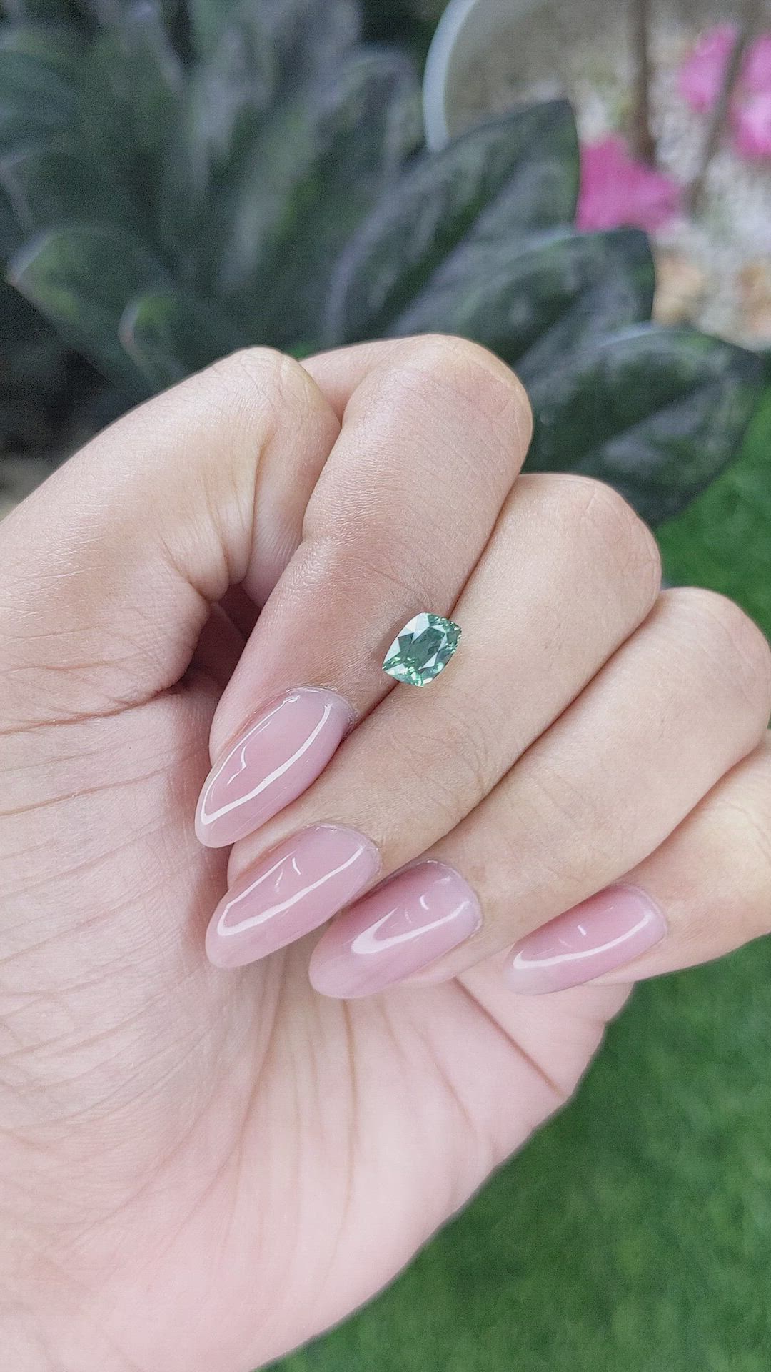 1.37 Ct. Bluish Green Sapphire from Montana Size Video