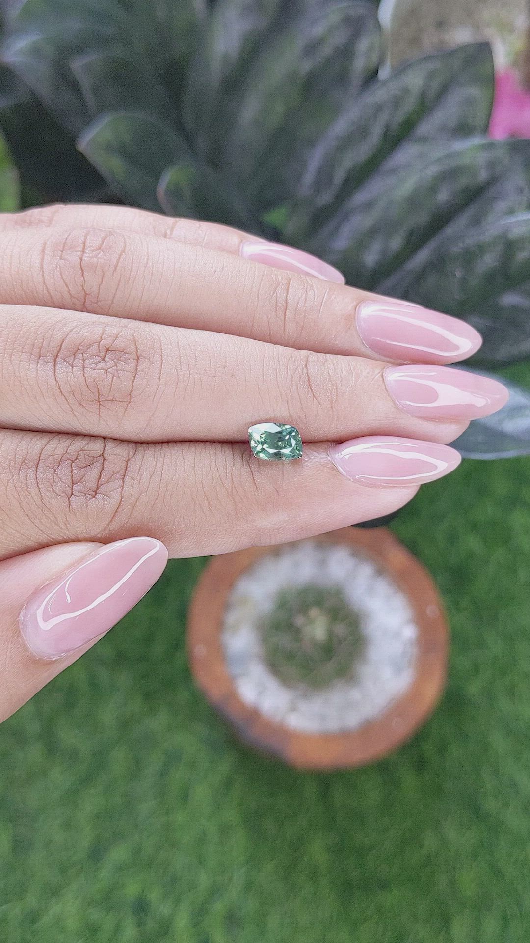 1.37 Ct. Bluish Green Sapphire from Montana Size Video