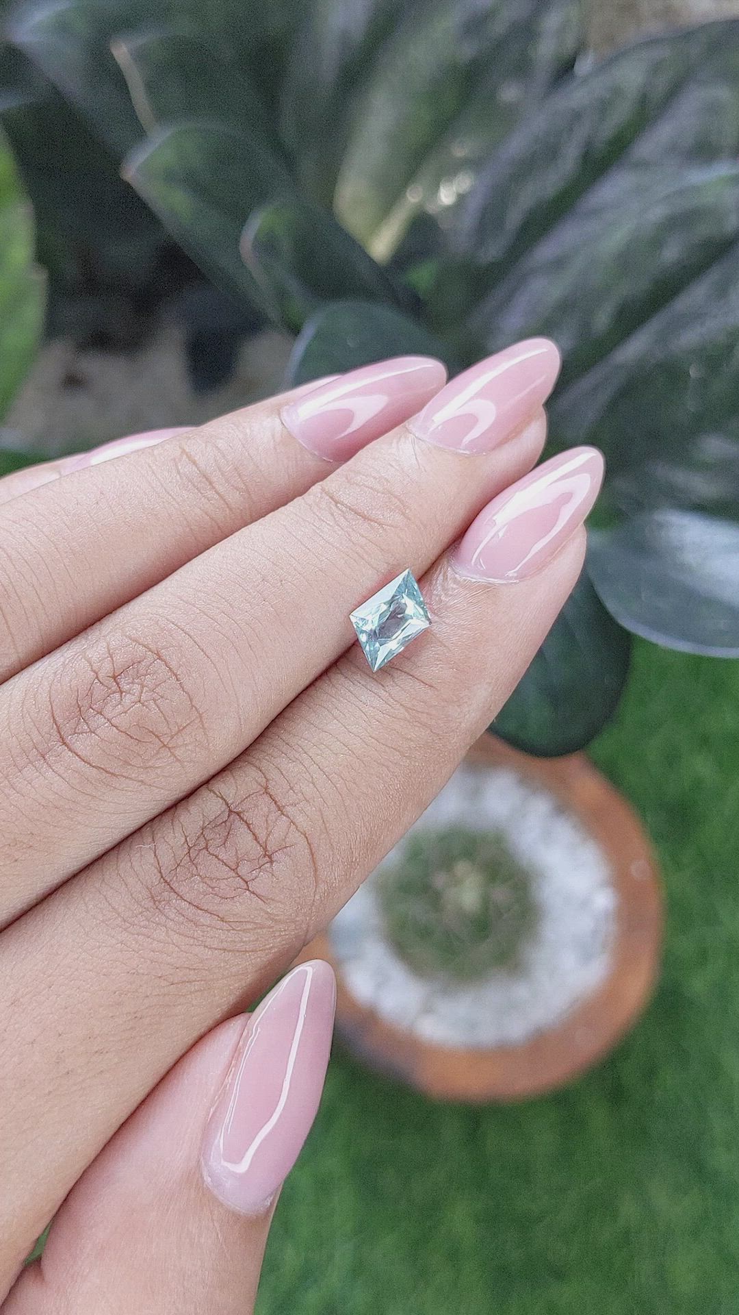 1.55 Ct. Bluish Green Sapphire from Montana Size Video