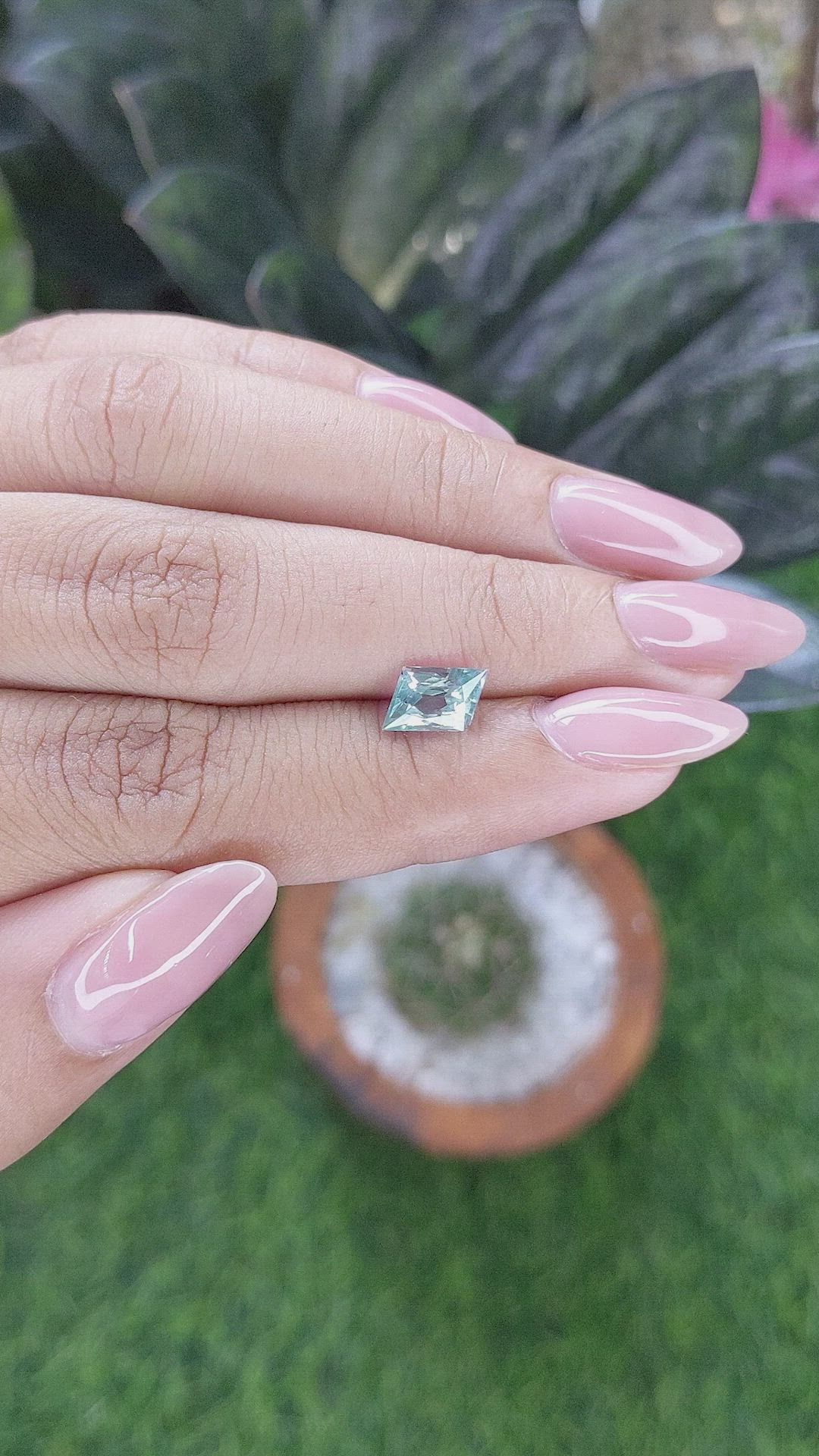 1.55 Ct. Bluish Green Sapphire from Montana Size Video