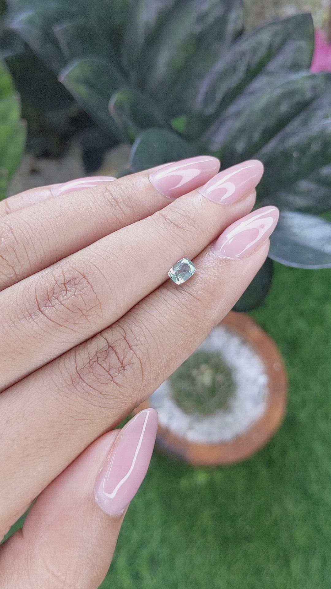 0.66 Ct. Bluish Green Sapphire from Montana Size Video
