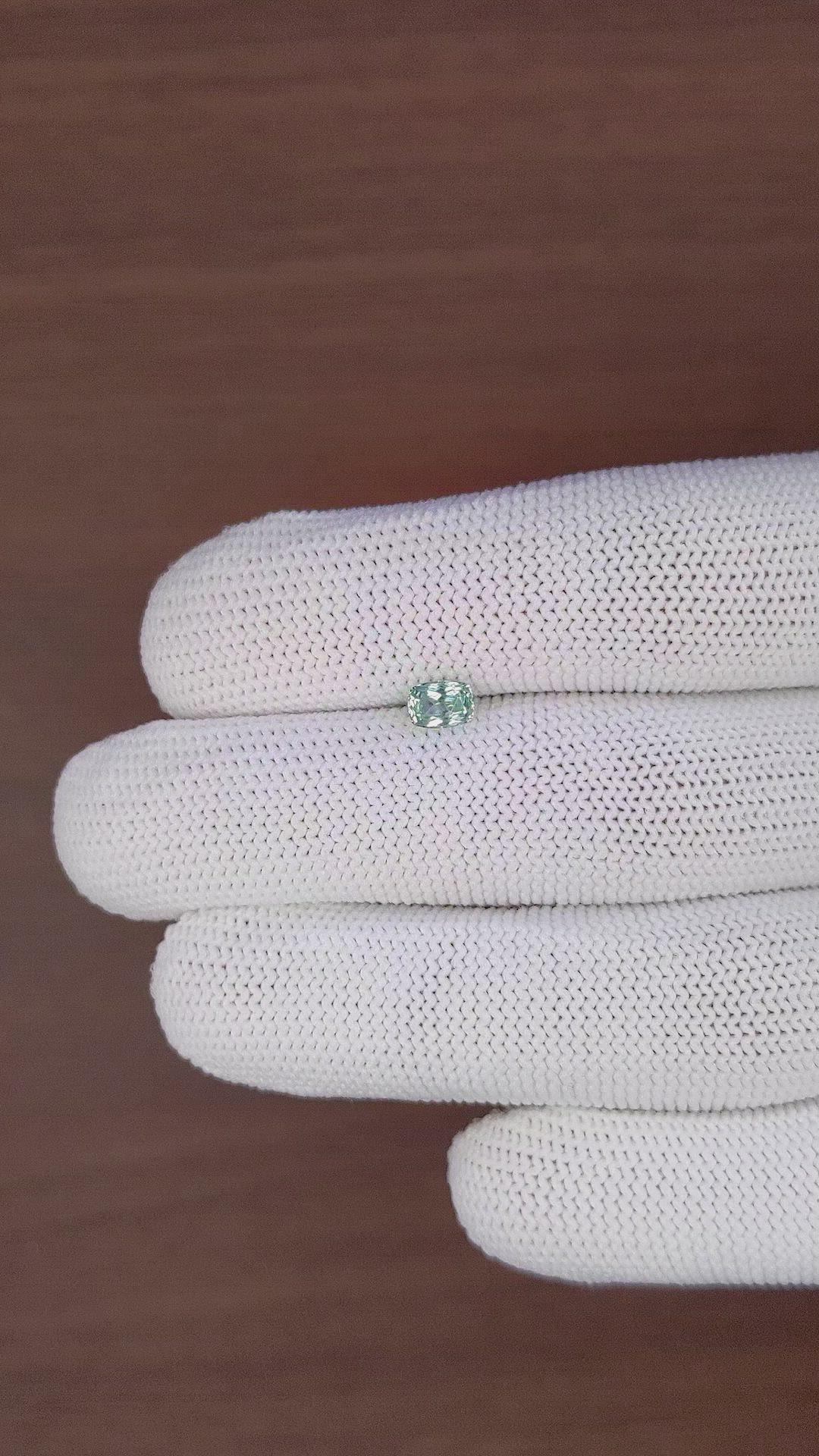 0.66 Ct. Bluish Green Sapphire from Montana Size Video