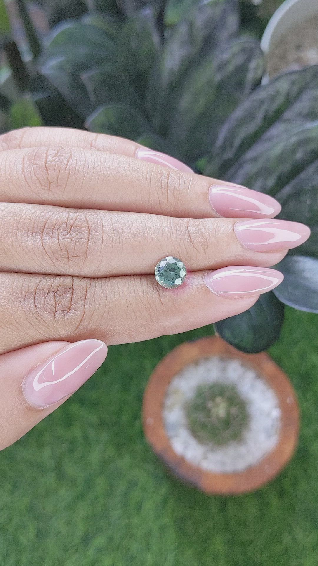 1.53 Ct. Bluish Green Sapphire from Montana Size Video