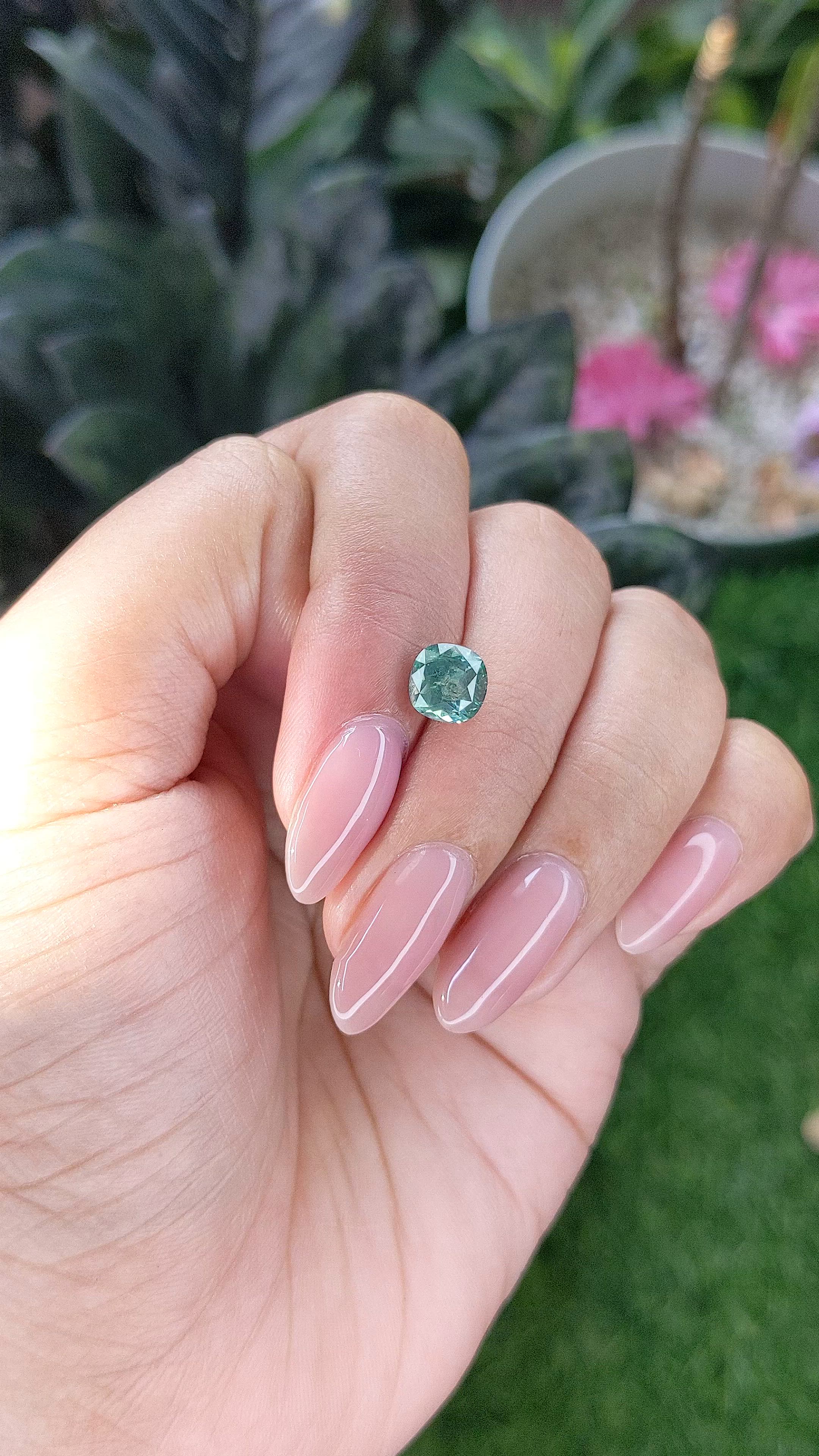 2.02 Ct. Bluish Green Sapphire from Montana Size Video