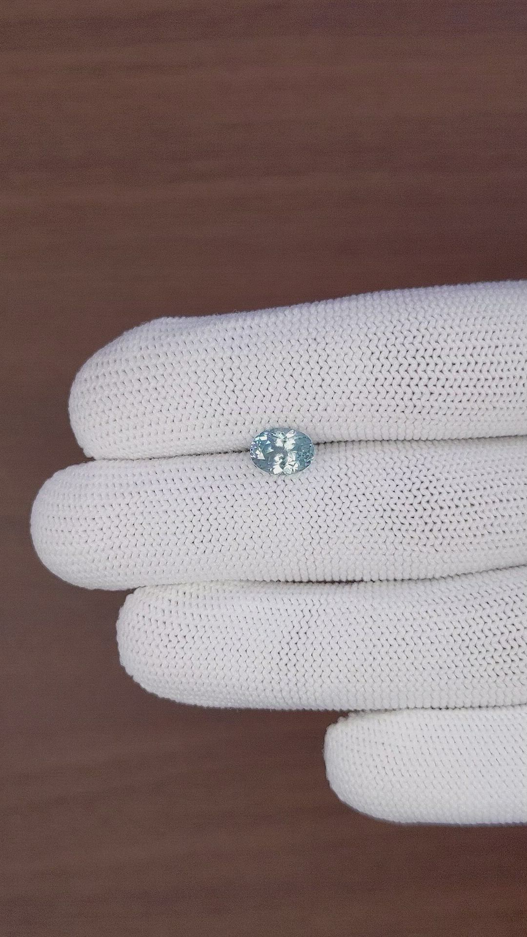 1.53 Ct. Greenish Blue Sapphire from Montana Size Video