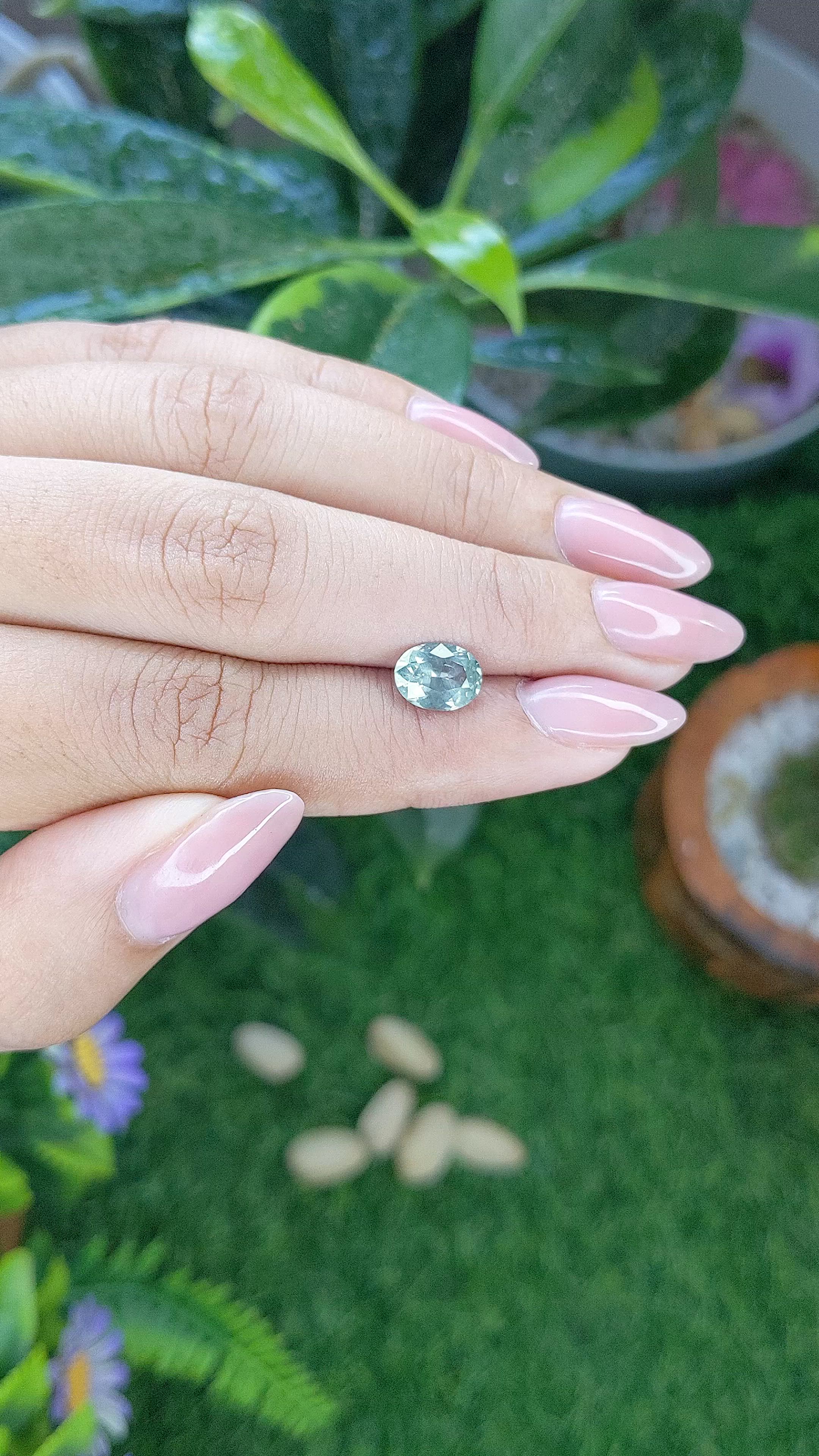 1.68 Ct. Bluish Green Sapphire from Montana Size Video