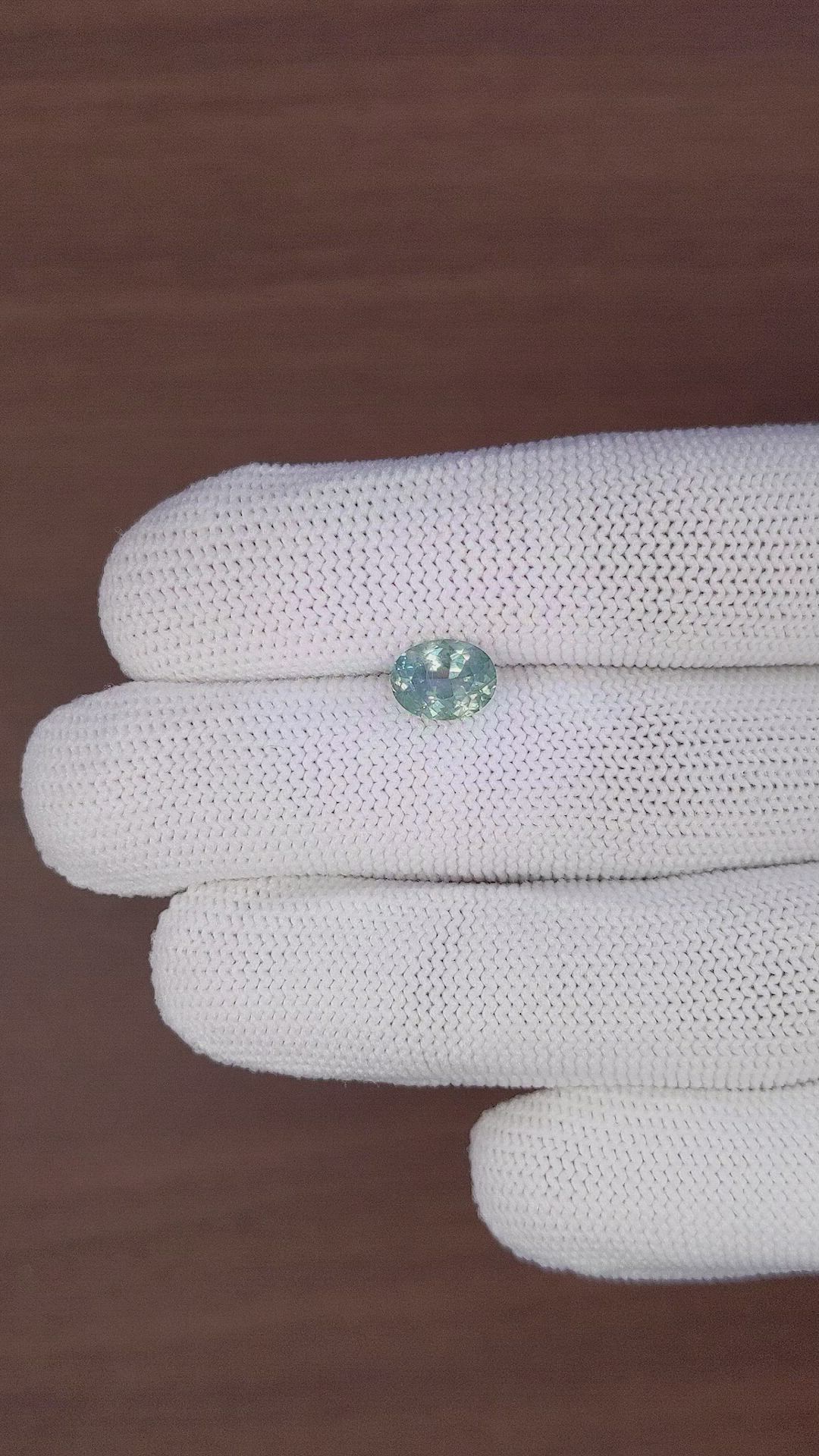 1.68 Ct. Bluish Green Sapphire from Montana Size Video