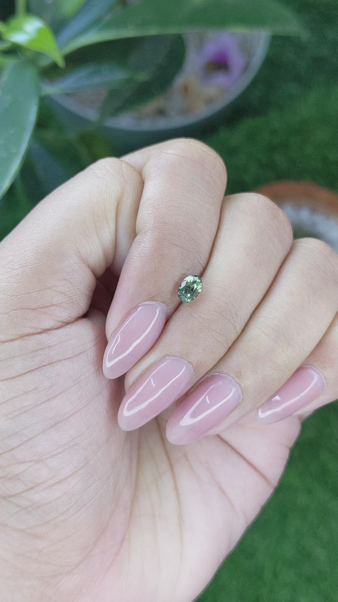 0.67 Ct. Green Sapphire from Montana Size Video