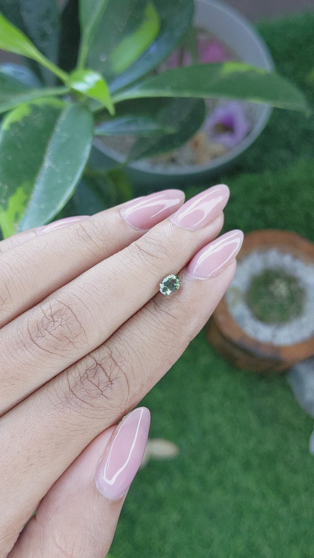 0.67 Ct. Green Sapphire from Montana Size Video