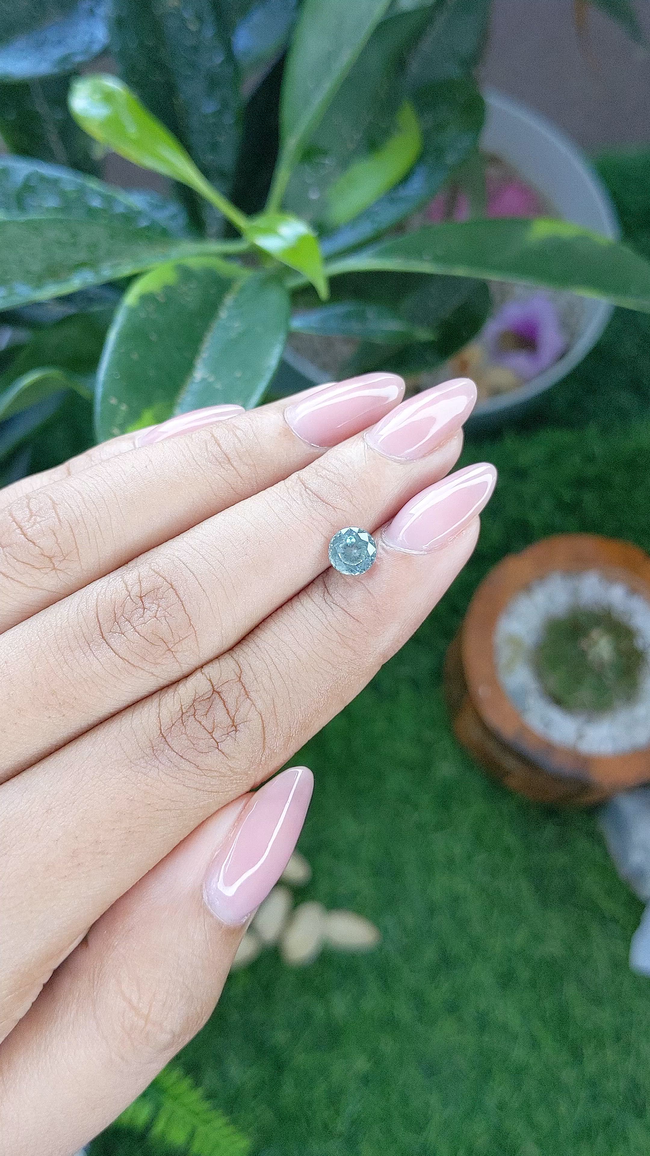 1.22 Ct. Bluish Green Sapphire from Montana Size Video