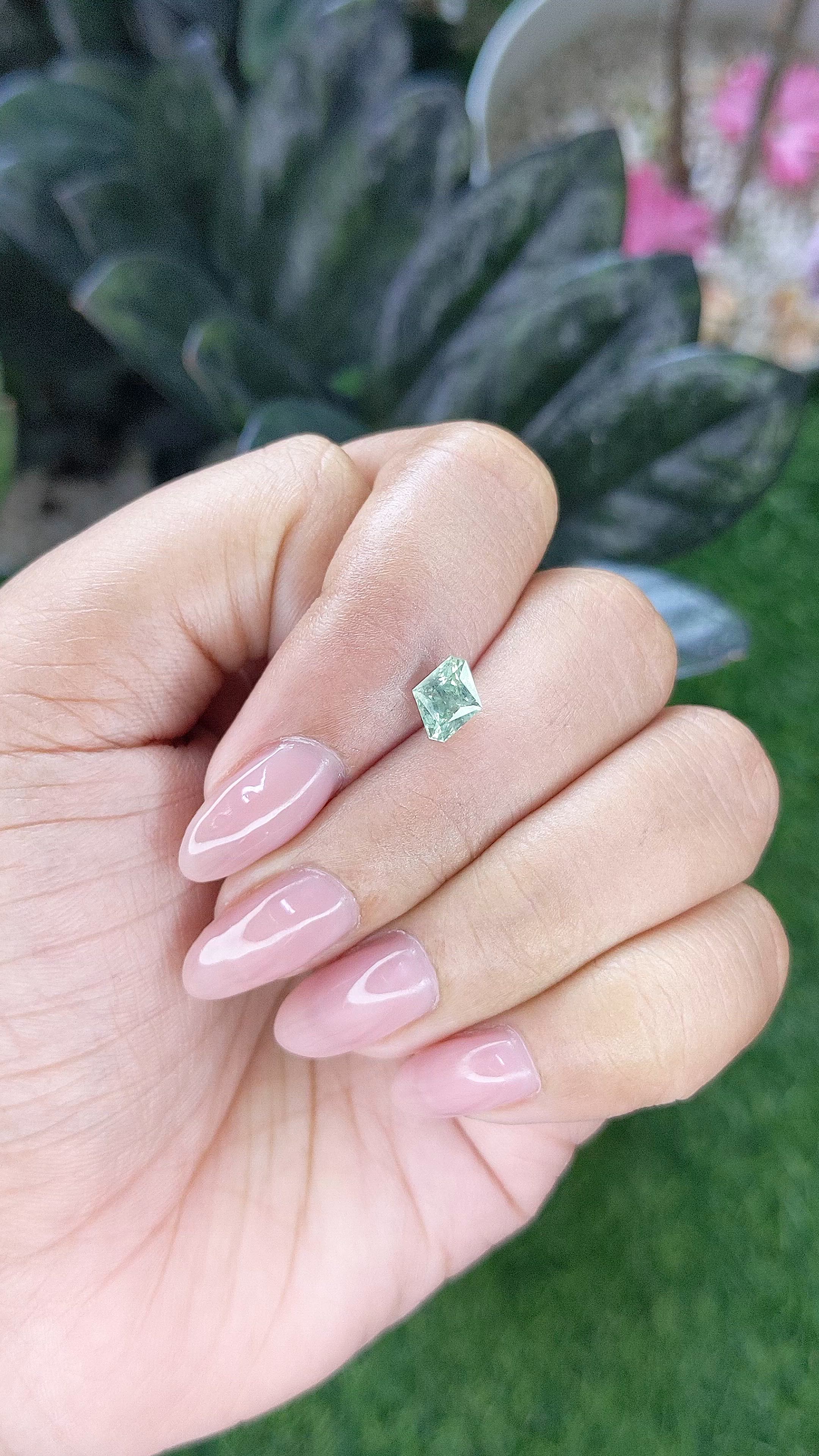 1.13 Ct. Bluish Green Sapphire from Montana Size Video