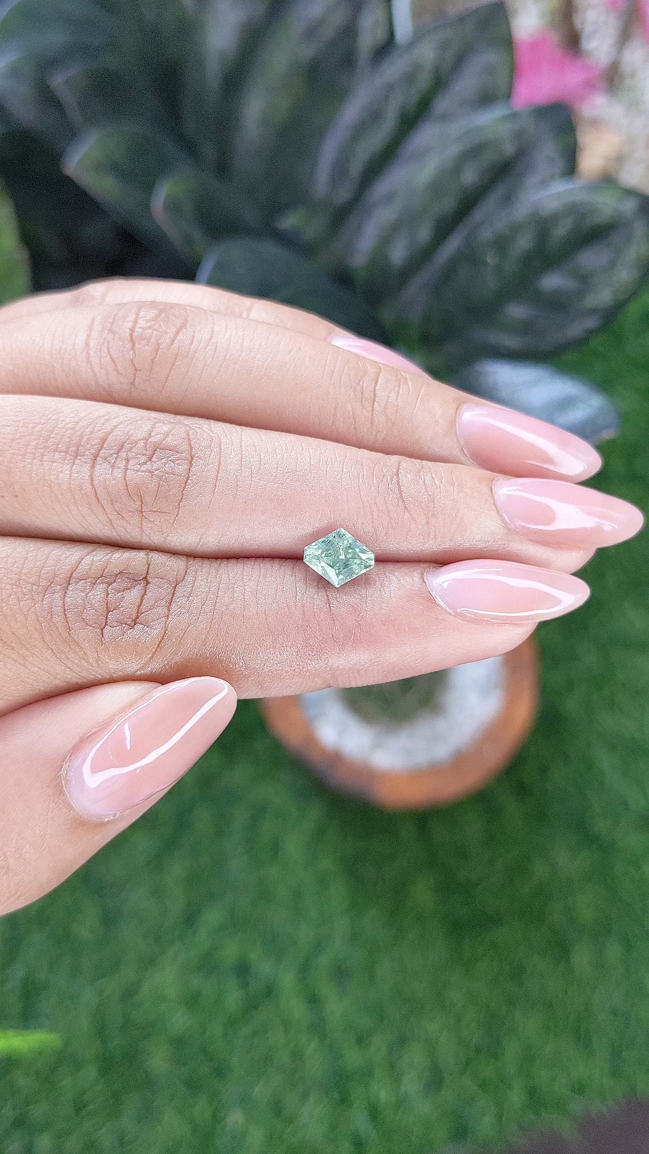 1.13 Ct. Bluish Green Sapphire from Montana Size Video