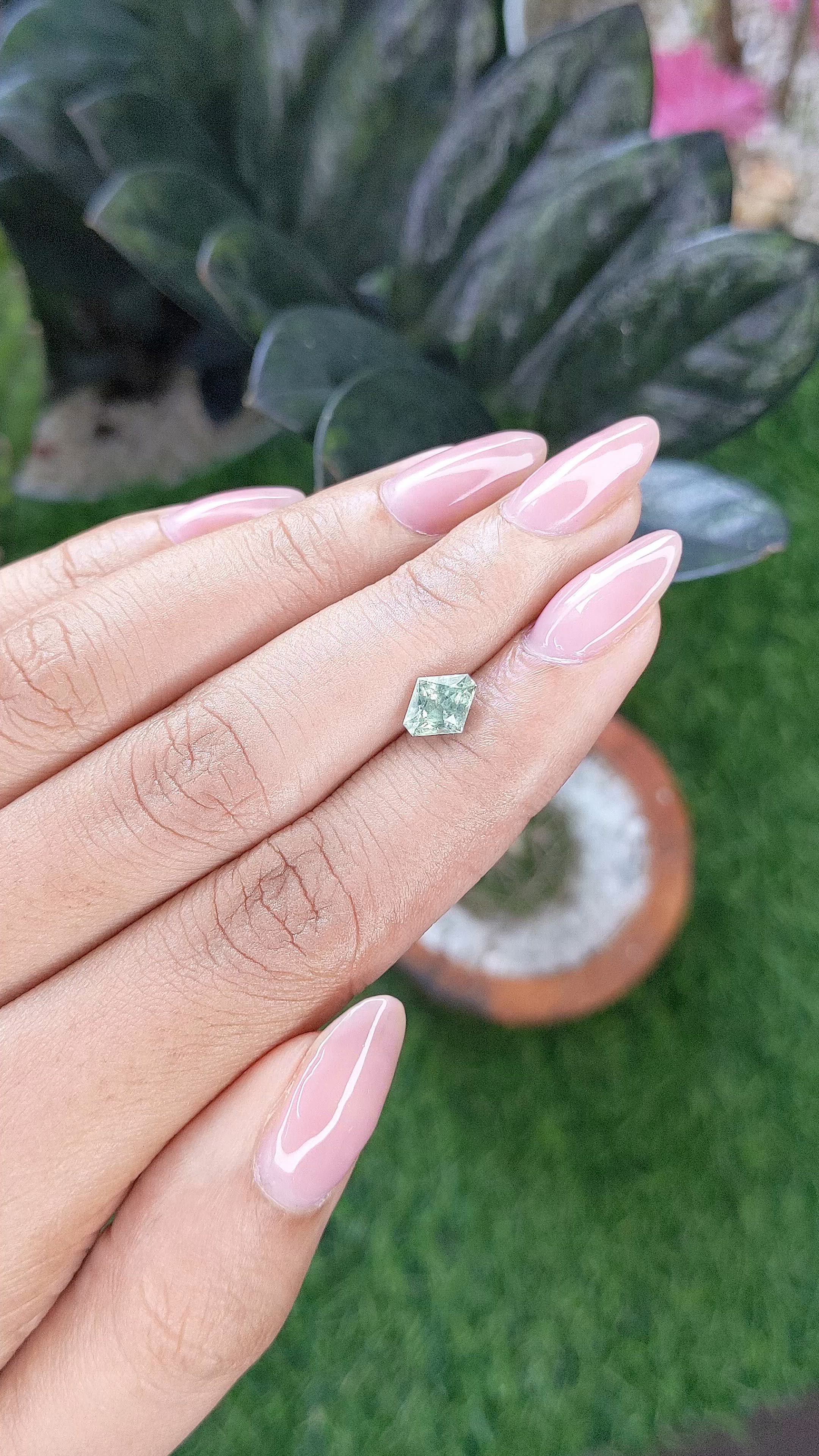 1.13 Ct. Bluish Green Sapphire from Montana Size Video