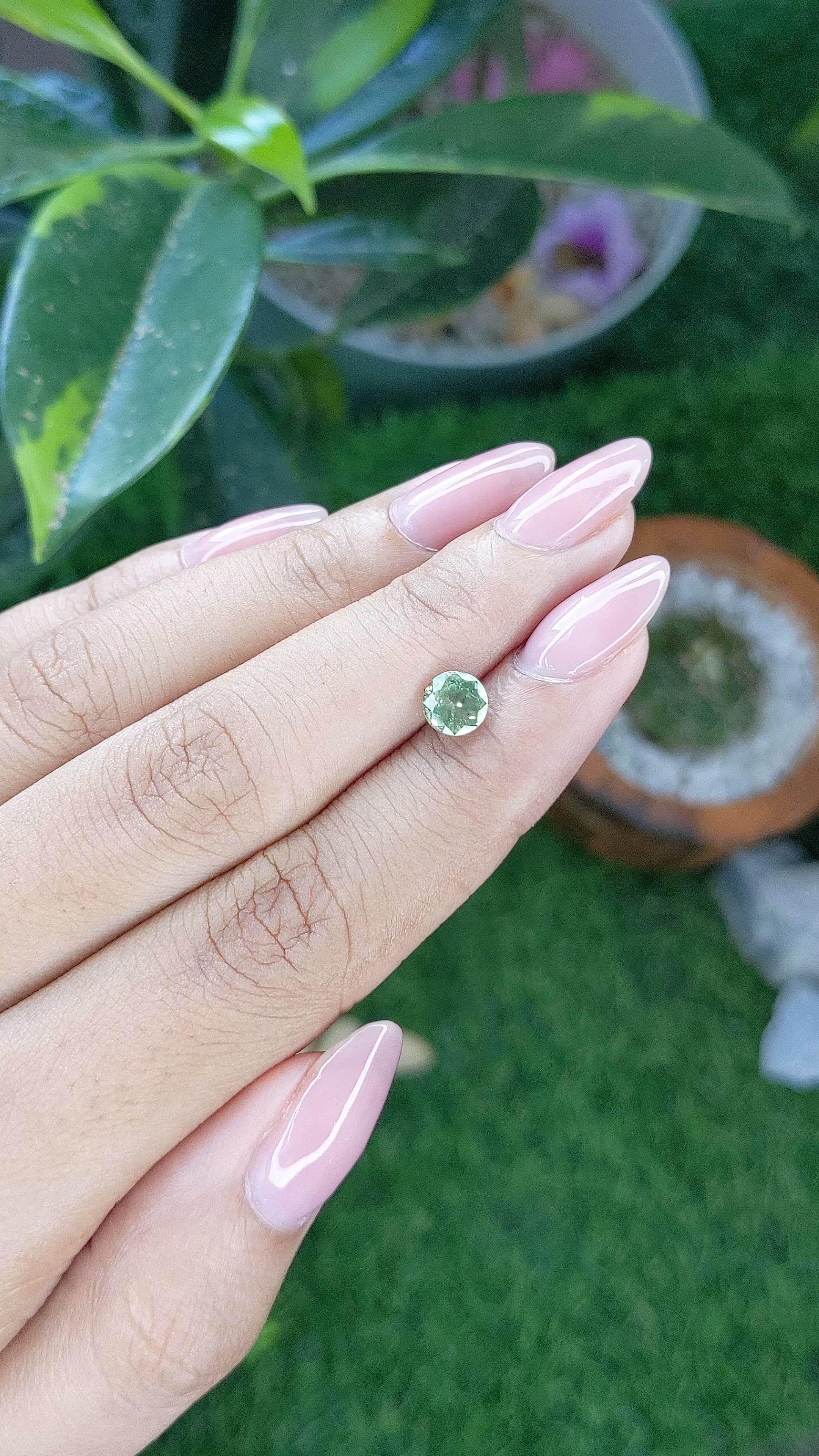 1.14 Ct. Yellowish Green Sapphire from Montana Size Video