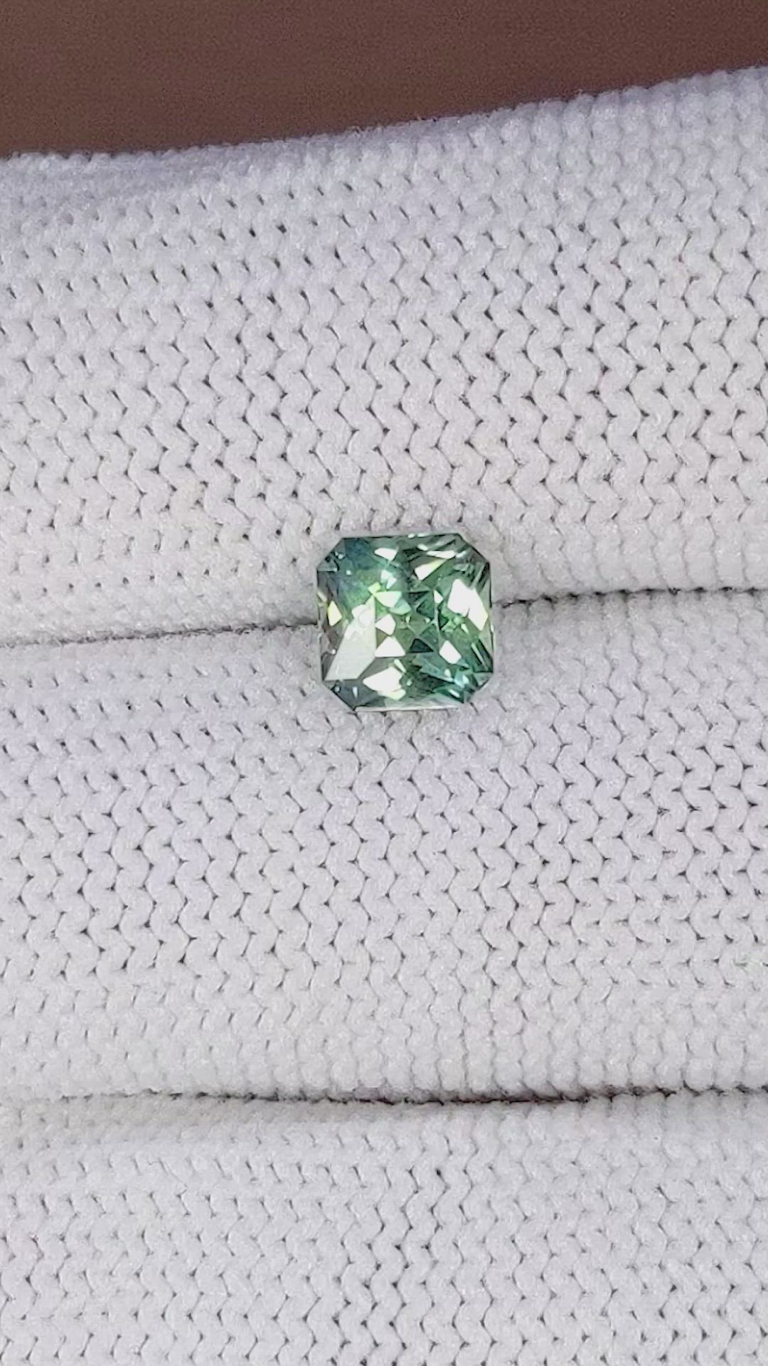 1.69 Ct. Bluish Green Sapphire from Montana Size Video