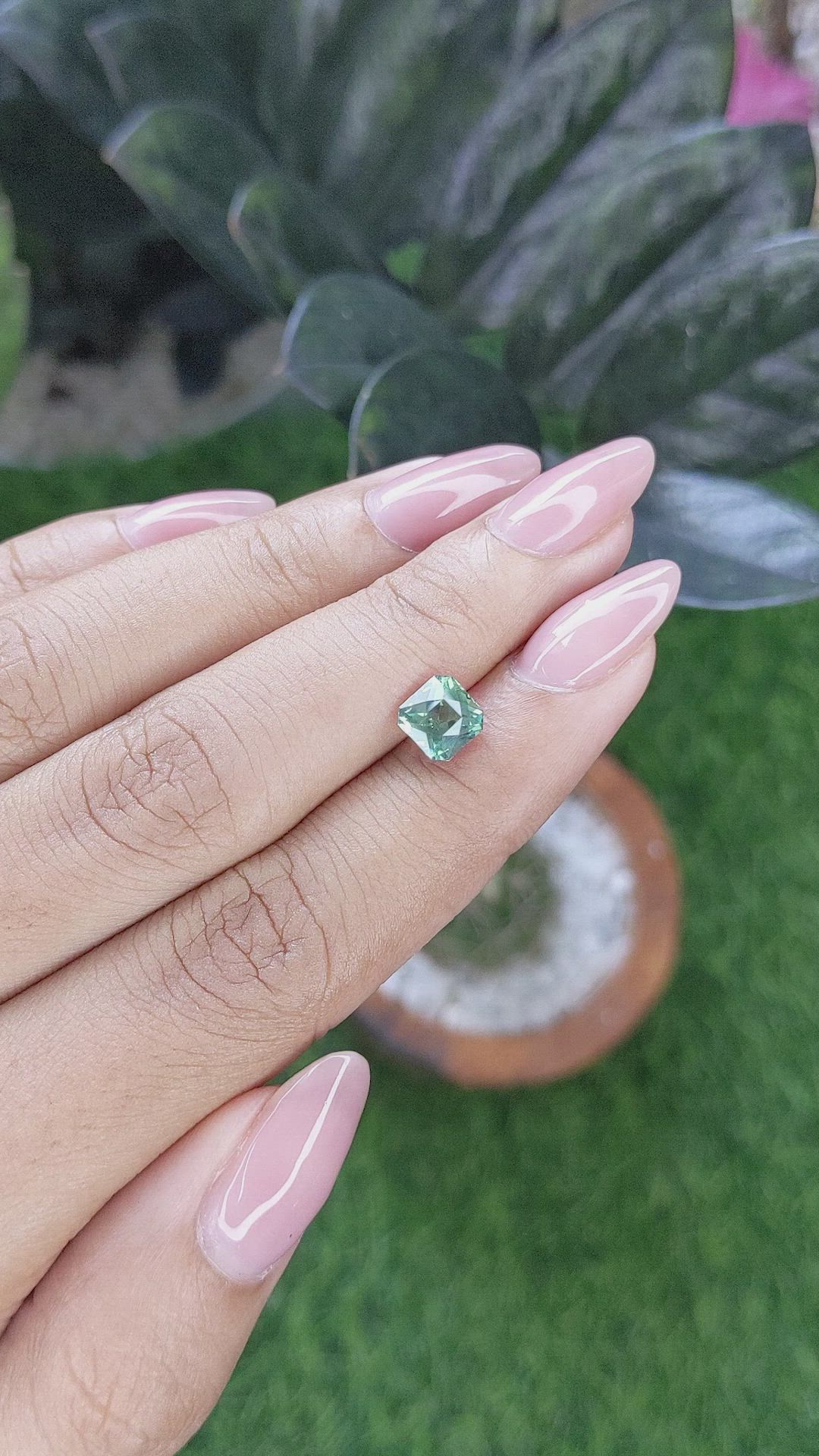 1.69 Ct. Bluish Green Sapphire from Montana Size Video