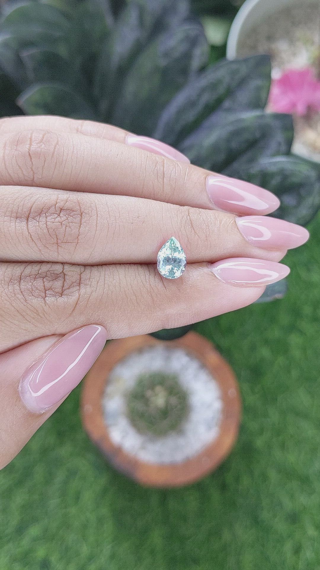 1.61 Ct. Bluish Green Sapphire from Montana Size Video